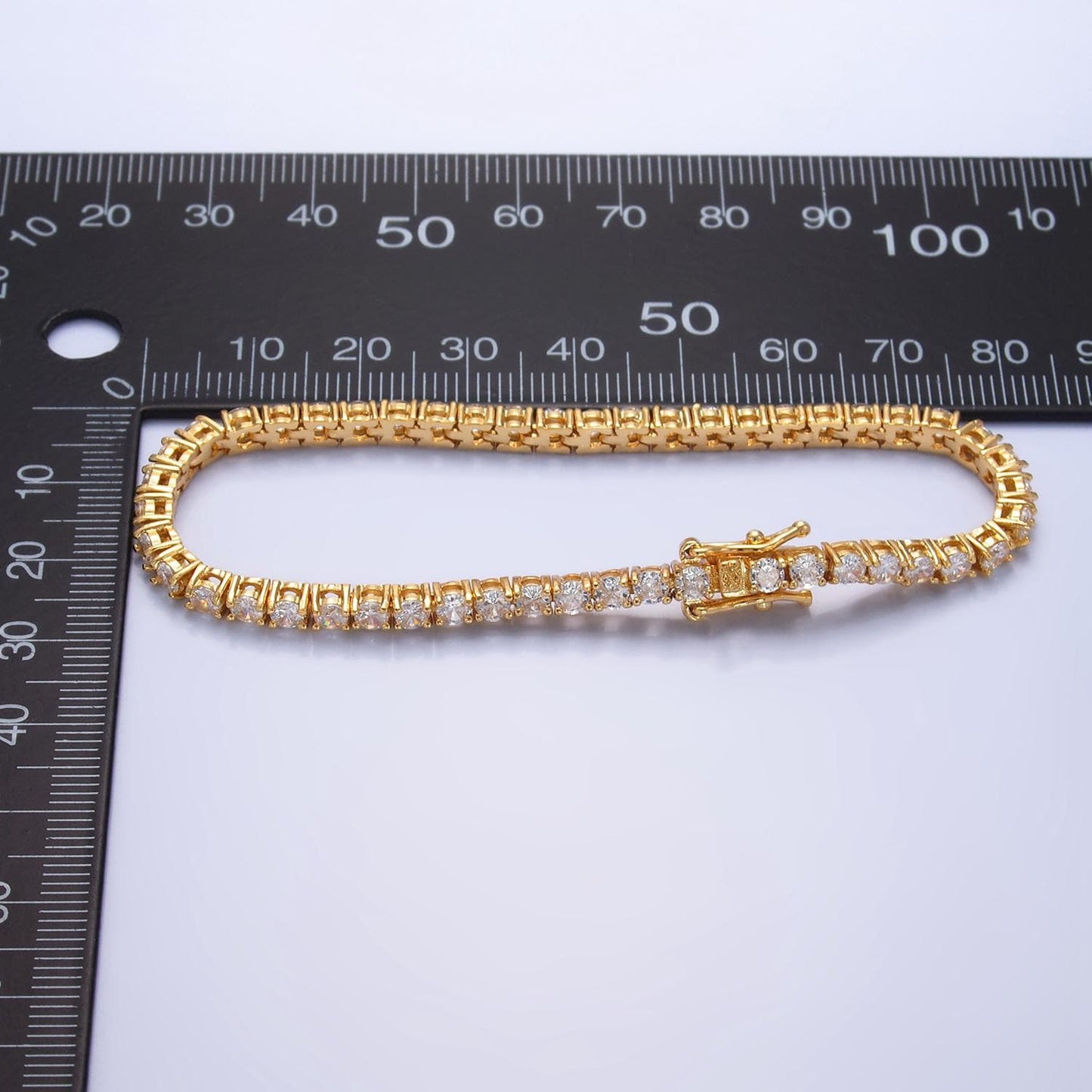 24K Gold Filled 3.3mm CZ Tennis Chain 7.5 Inch Bracelet | WA-2660