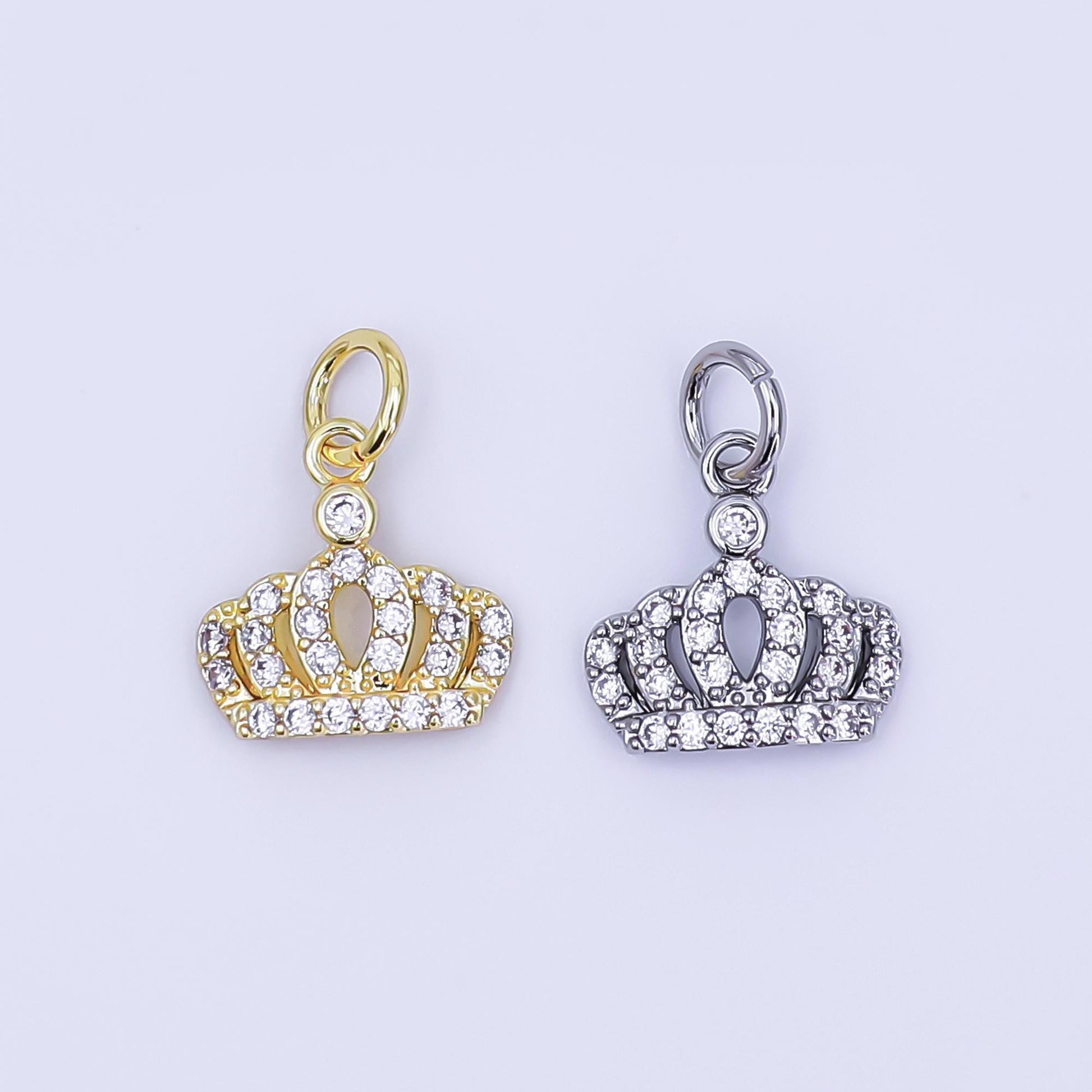 Mini 14k gold filled tiara charm, micro cz pave princess crown pendant, diy fashion jewelry making supply for necklace, bracelet AJ-299