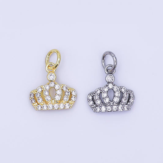 Mini 14k gold filled tiara charm, micro cz pave princess crown pendant, diy fashion jewelry making supply for necklace, bracelet AJ-299
