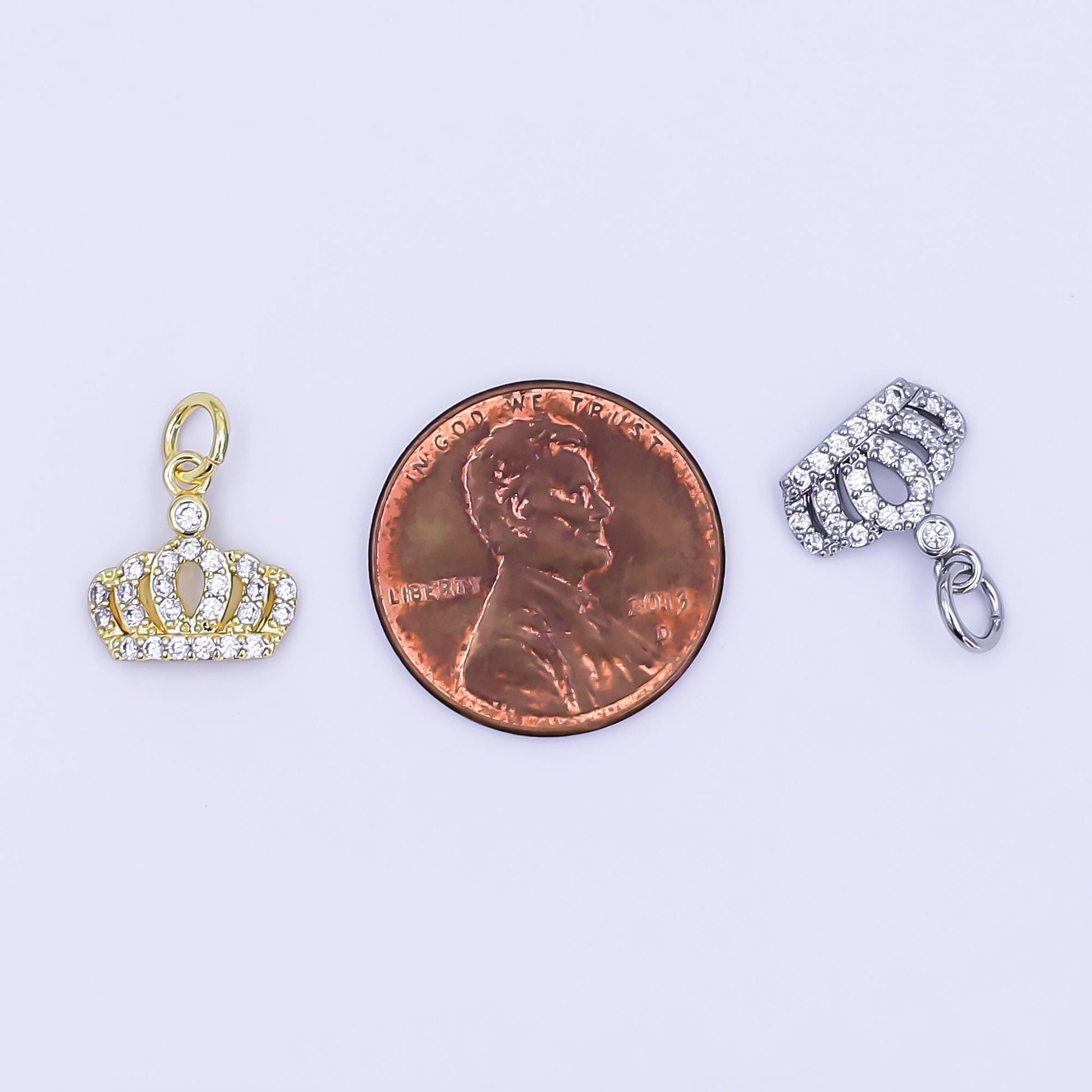 Mini 14k gold filled tiara charm, micro cz pave princess crown pendant, diy fashion jewelry making supply for necklace, bracelet AJ-299