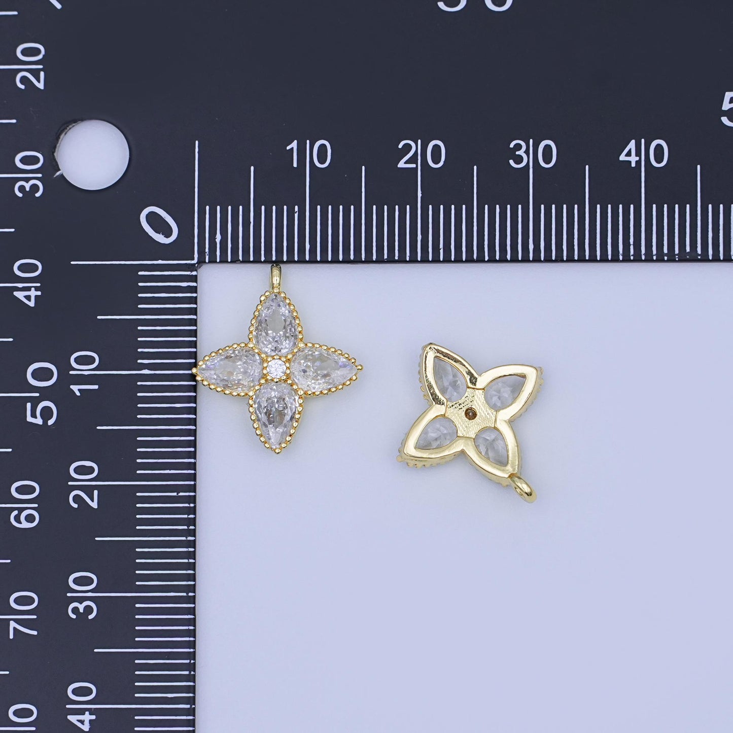 Mini 24k Gold Filled Flower cz Pearl Flower Charm for necklace bracelet earring aj-293