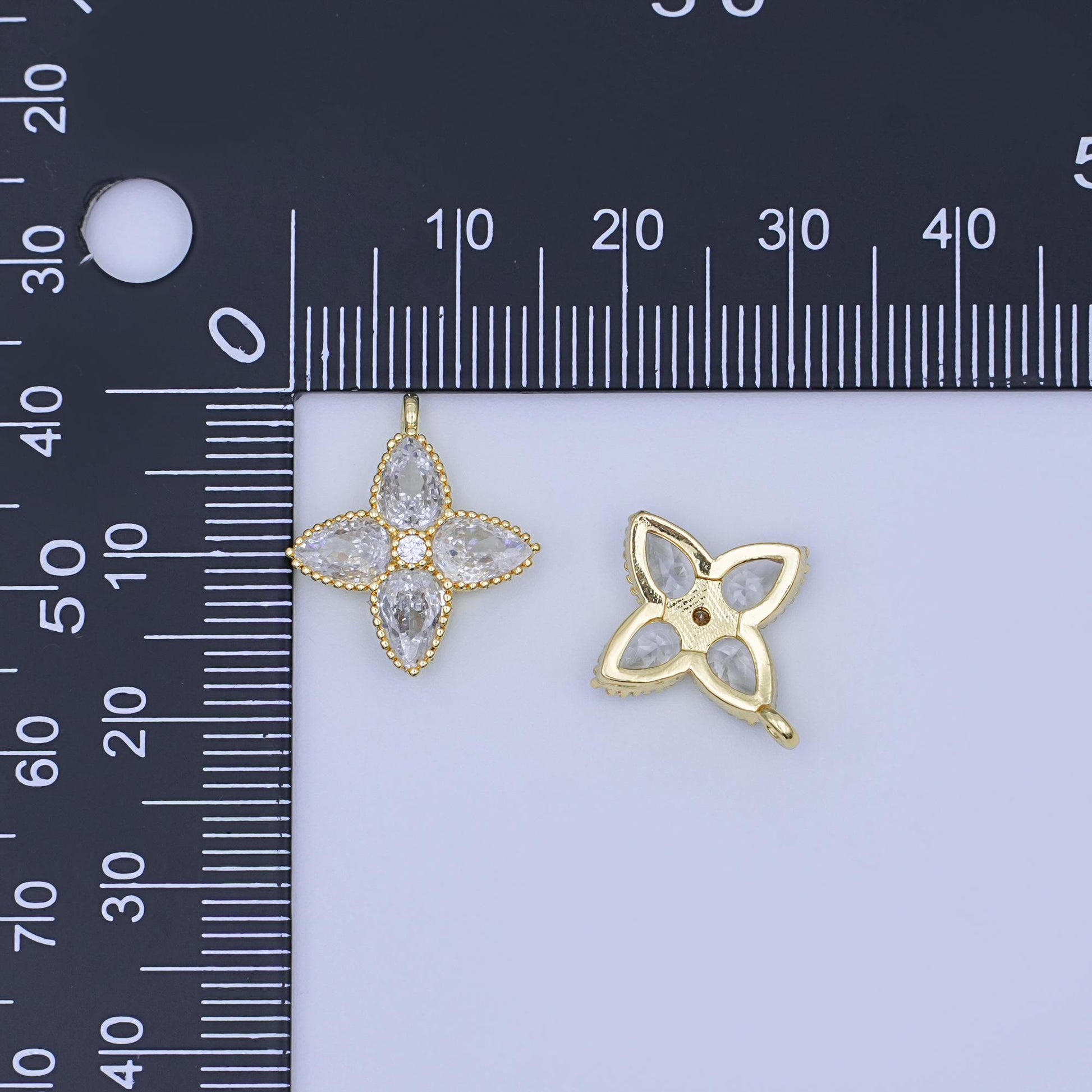 Mini 24k Gold Filled Flower cz Pearl Flower Charm for necklace bracelet earring aj-293