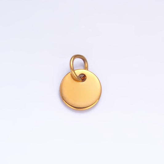 10x Mini Gold Engraved Stainless Steel Coin Pendant for Personalize Front, Back or Both Blank Tag Jewelry Making Supply 6mm Round Charm P657