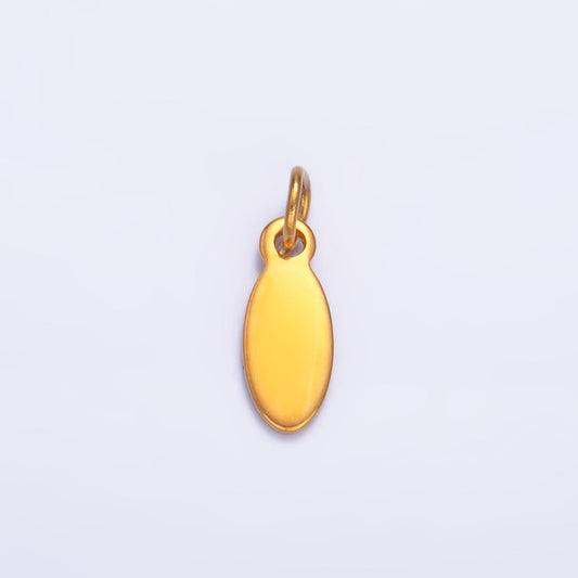 20x Mini Gold Engraved Stainless Steel oval Pendant for Personalize Front, Back or Both Blank Tag Jewelry Making Supply 4mm oval Charm P657