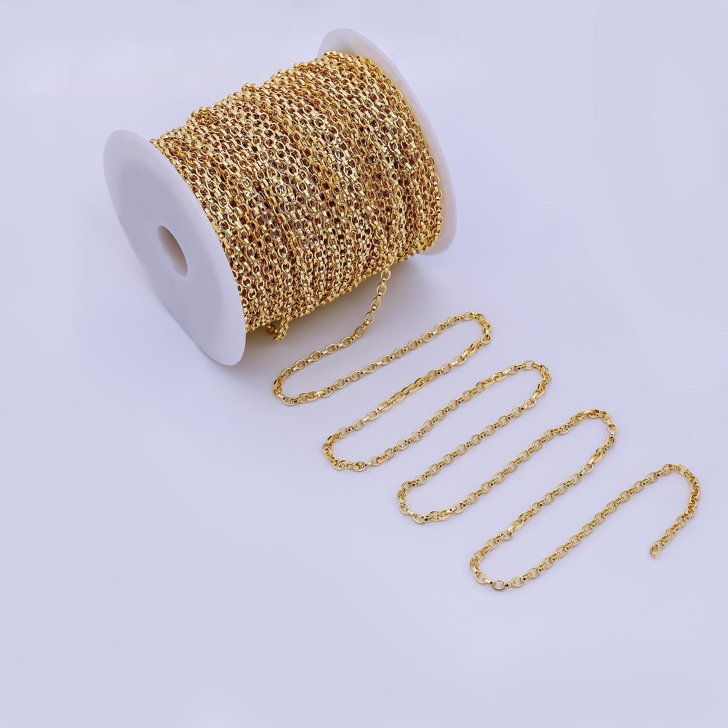 24k Gold Filled 3mm Round Rolo Unfinished Chain by Yard ROLL-1669