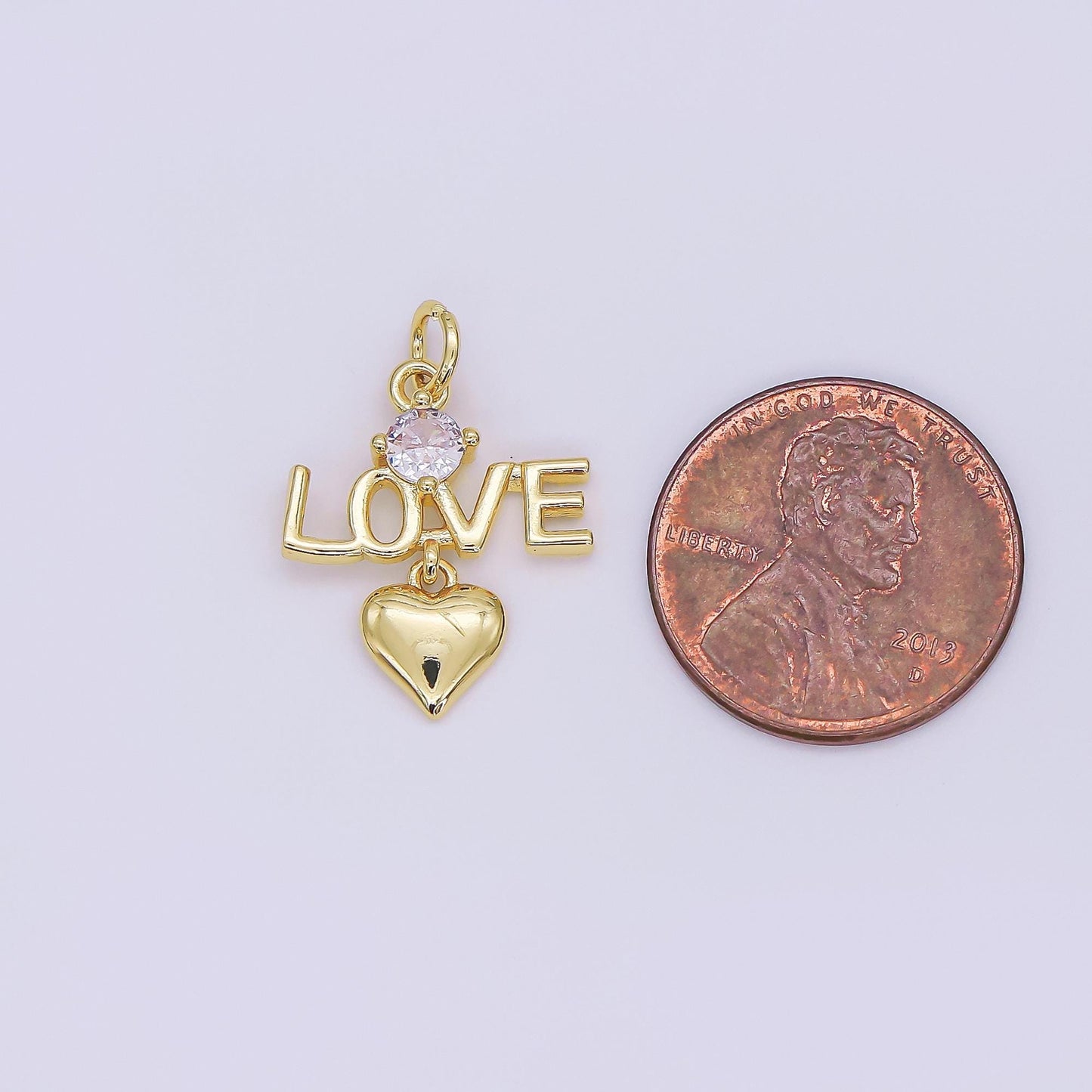 Dainty gold charm love charms valentine Drop heart gold filled charms AF-481