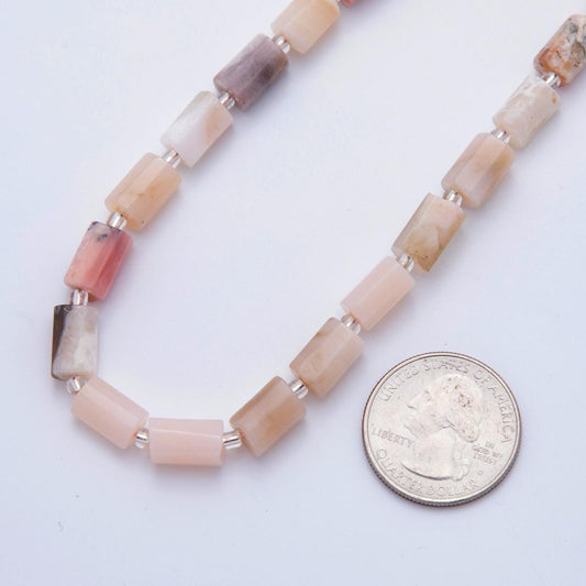 Natural Pink Opal Stone Cylinder gemstone Pink Loose beads Tube barrel beads 10x6 mm WA-1507