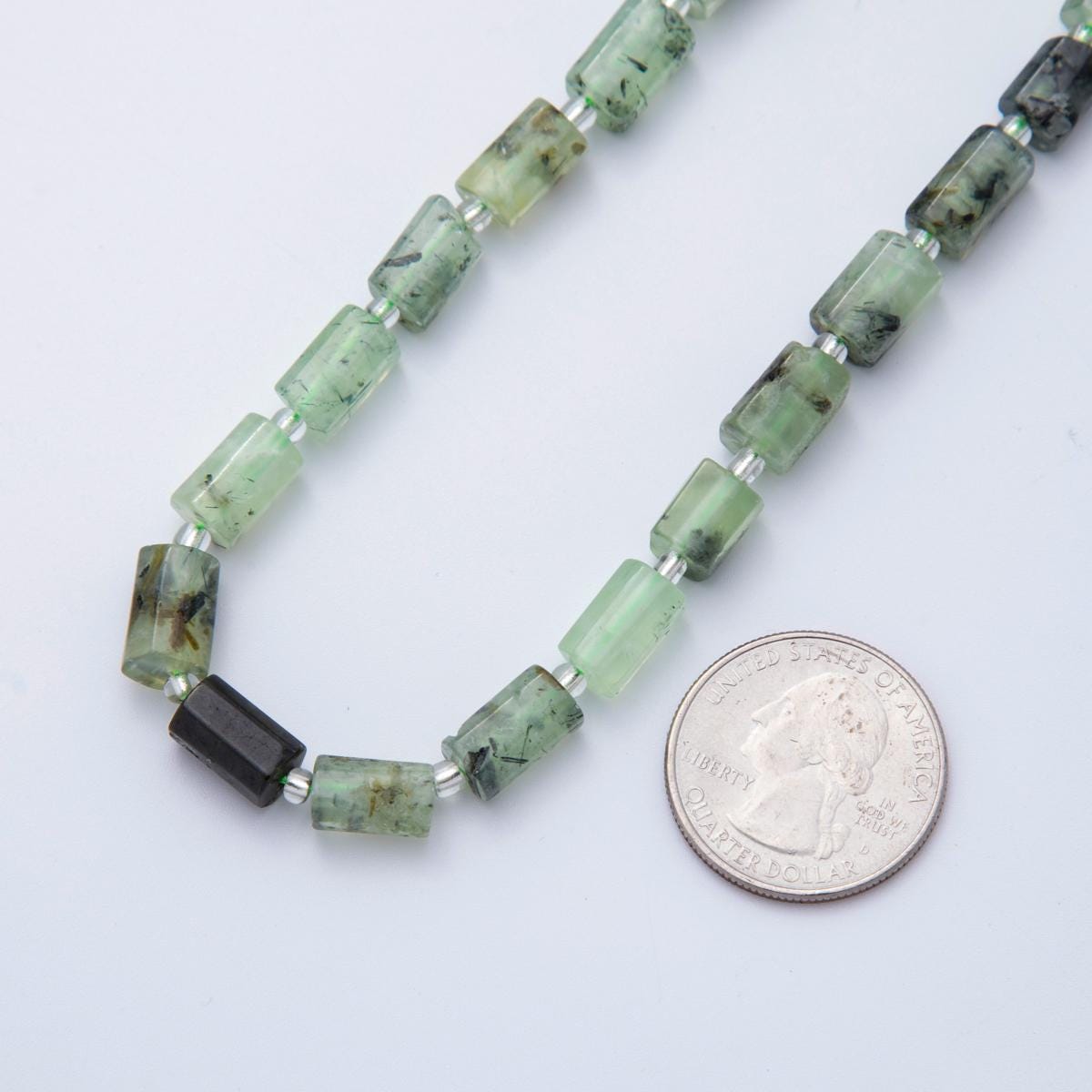 Natural Green Prehnite Bead Stone Cylinder gemstone beads Tube barrel beads 10x6 mm WA-1650