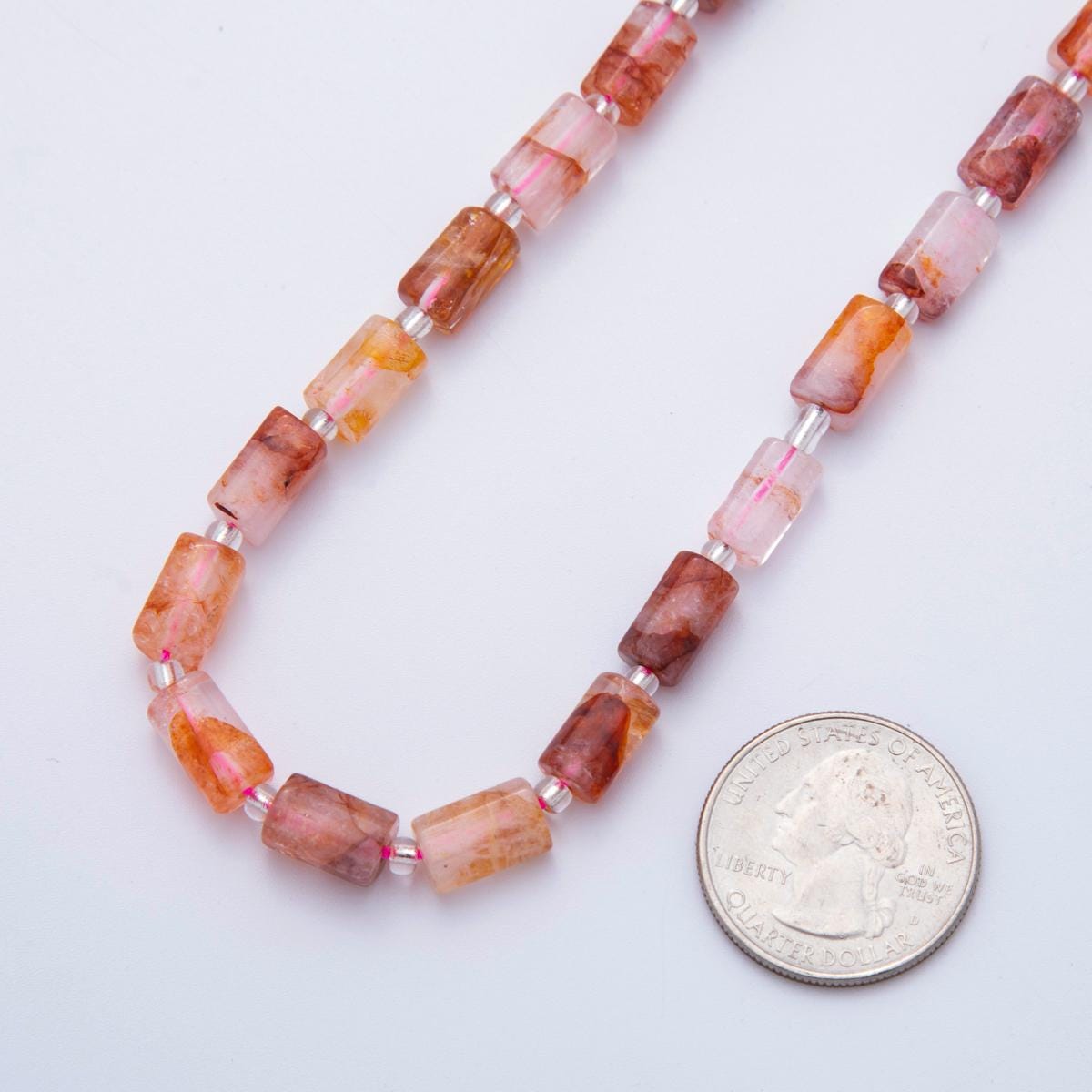 Natural Hematoid Quartz Bead Stone Cylinder gemstone Red Fire Quartz beads Tube barrel beads 10x6 mm WA-1659