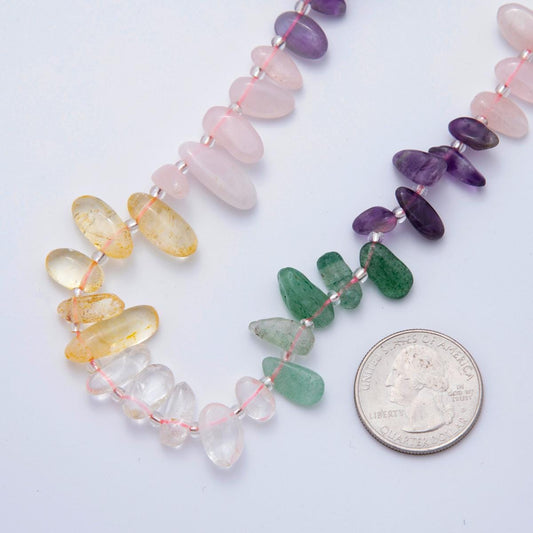 Natural Freeform Gemstone Chip Nugget Mix Color Quartz Bead Strands Loose Bead WA-1870