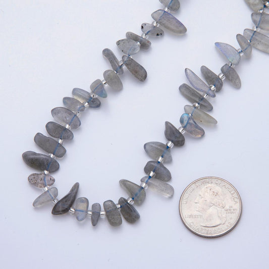 Genuine Natural Grey Labradorite Tooth Chips Nuggets Irregular Slab Freeform Stick Spike Gemstone Beads for DIY Jewelry Making WA-1907