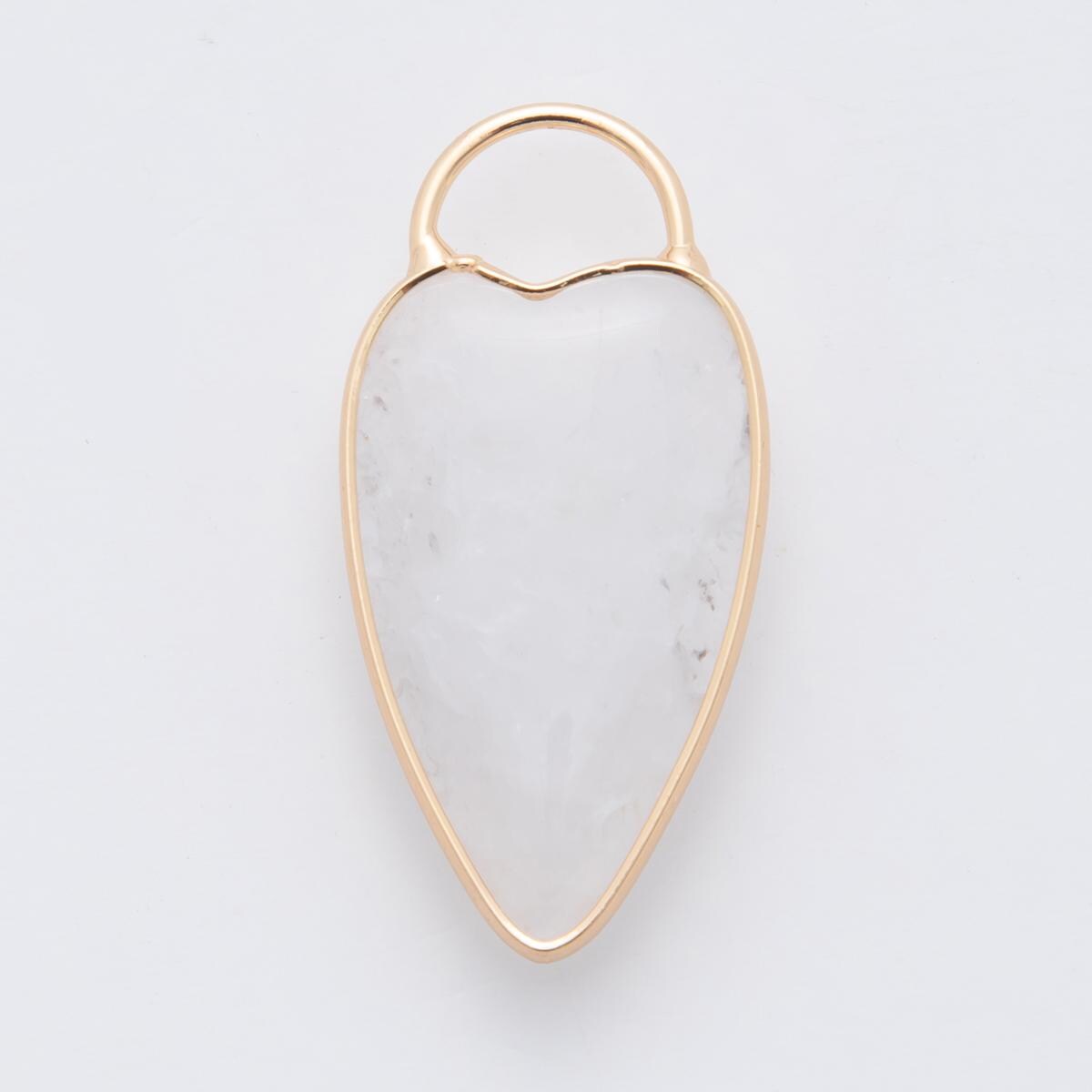 18K Gold Filled Clear Quartz, Grey Agate, Rose Quartz, Amethyst Heart Charm Gemstone Pendant | X250 - X323