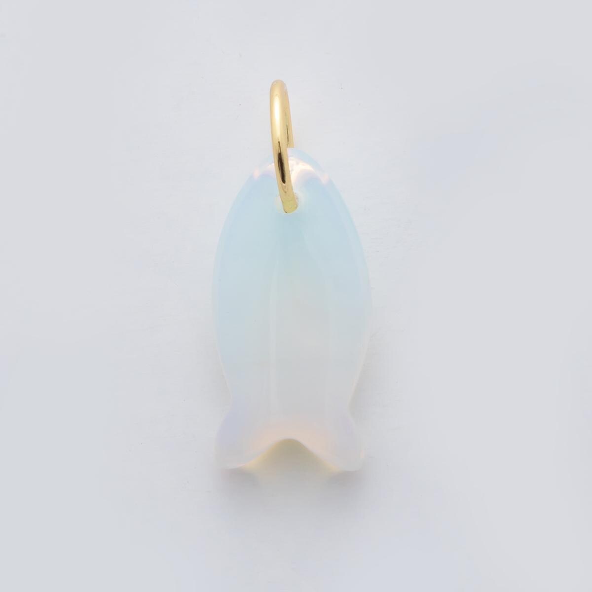 Natural Gemstone Fish Pendant Dainty Fish Stone Charm for Necklace Bracelet Jewelry Making Supply 18k Gold Filled Charm C317