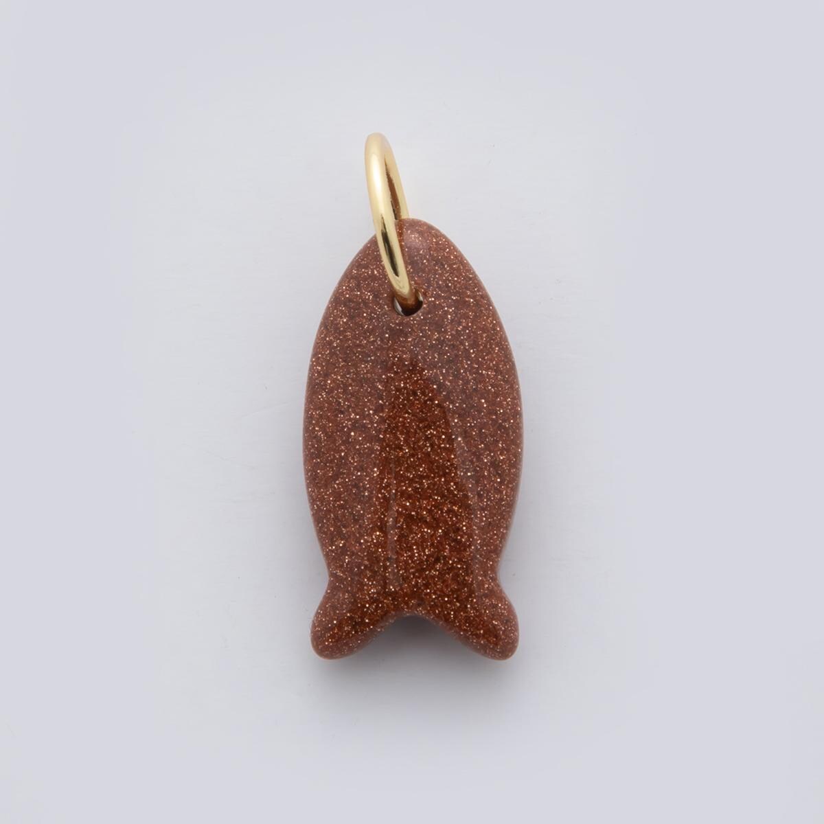Natural Gemstone Fish Pendant Dainty Fish Stone Charm for Necklace Bracelet Jewelry Making Supply 18k Gold Filled Charm C317