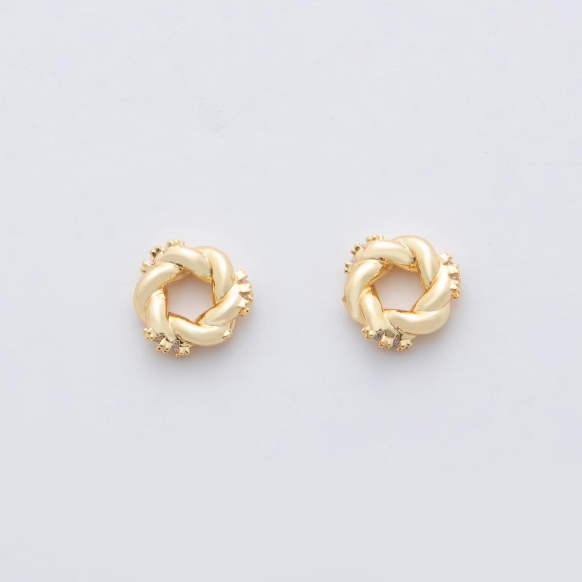 18K Gold Filled 8mm CZ Cluster Twist Croissant Bead Spacer | B733