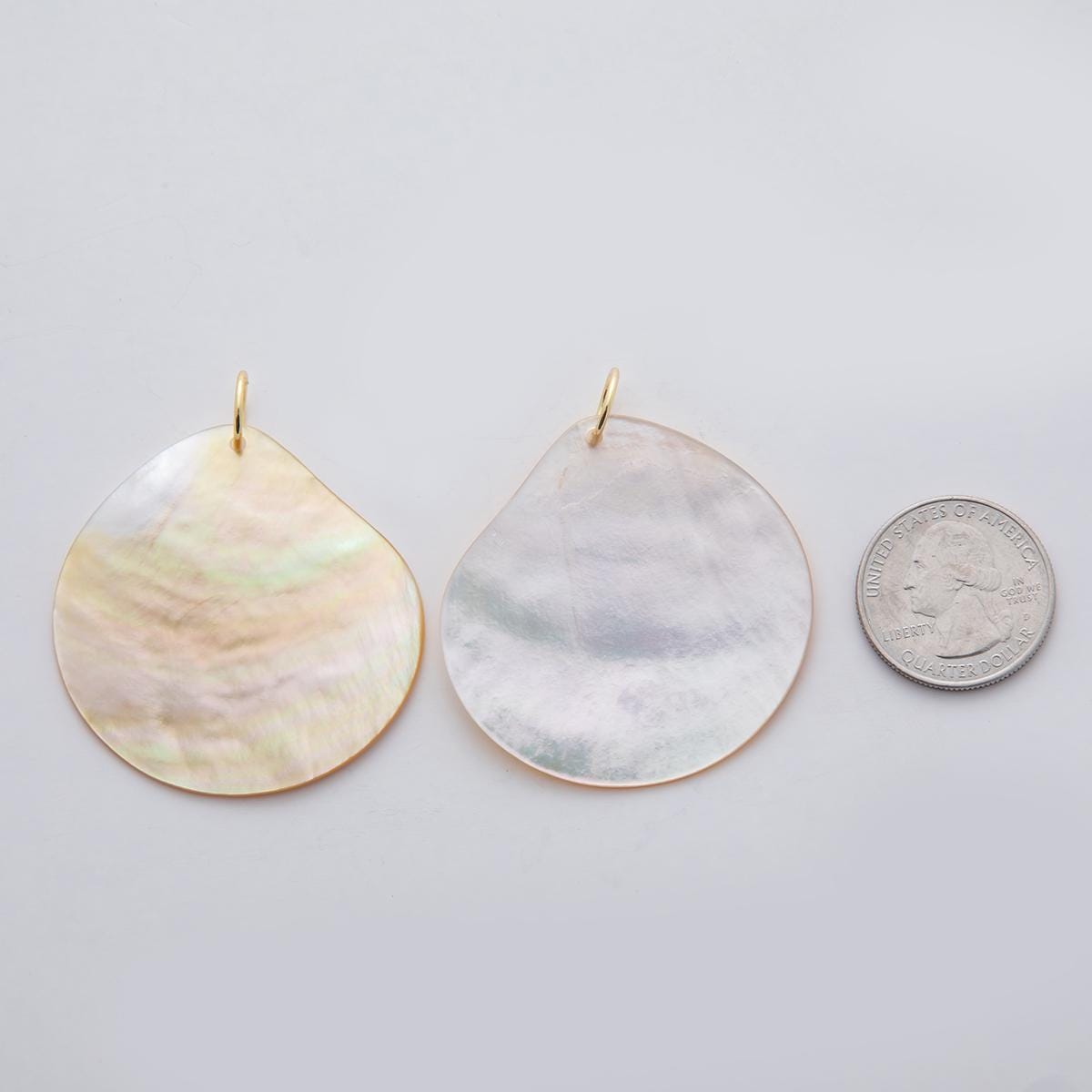 24K Gold Filled 53.5mm White Mother of Pearl Geometric Charm | D580