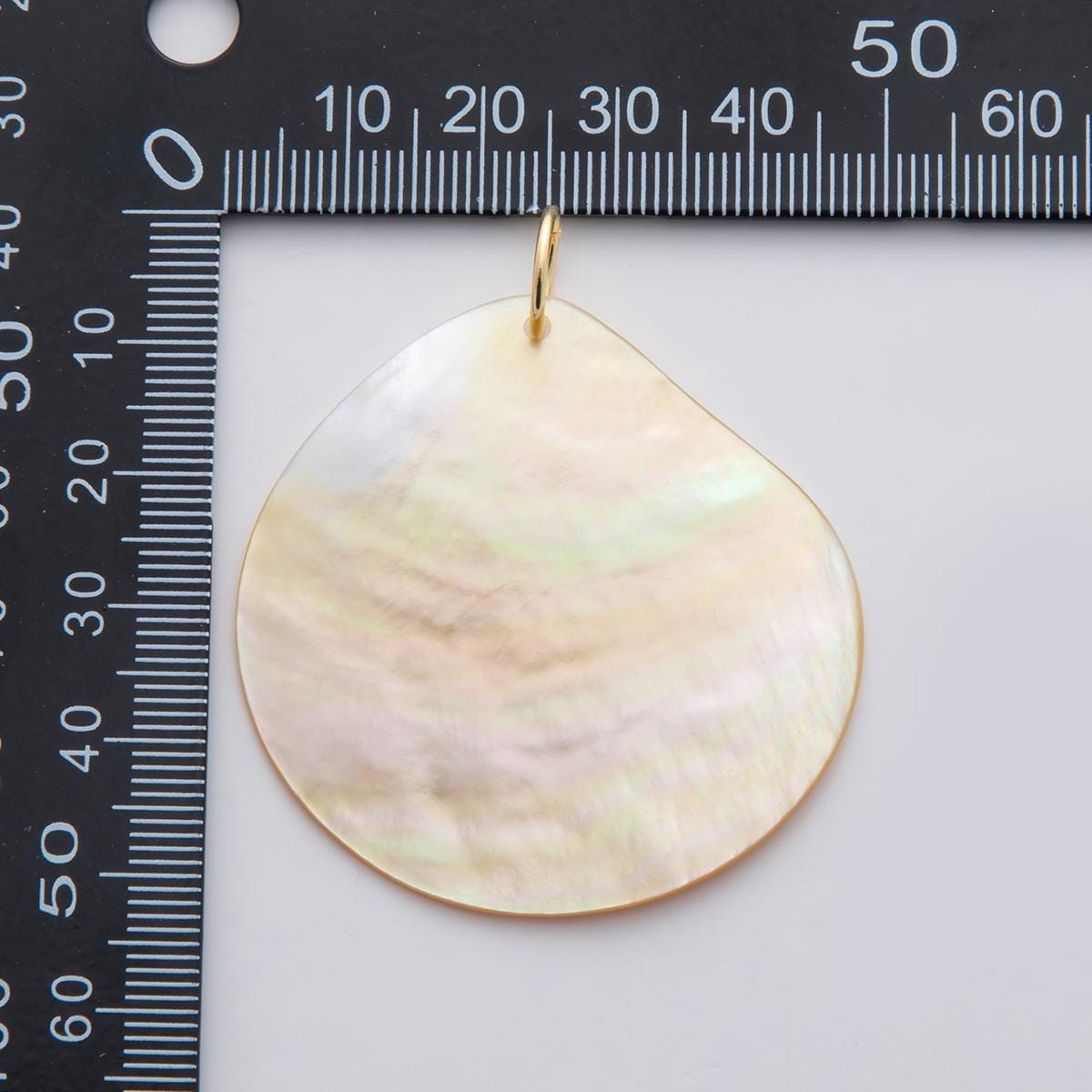 24K Gold Filled 53.5mm White Mother of Pearl Geometric Charm | D580