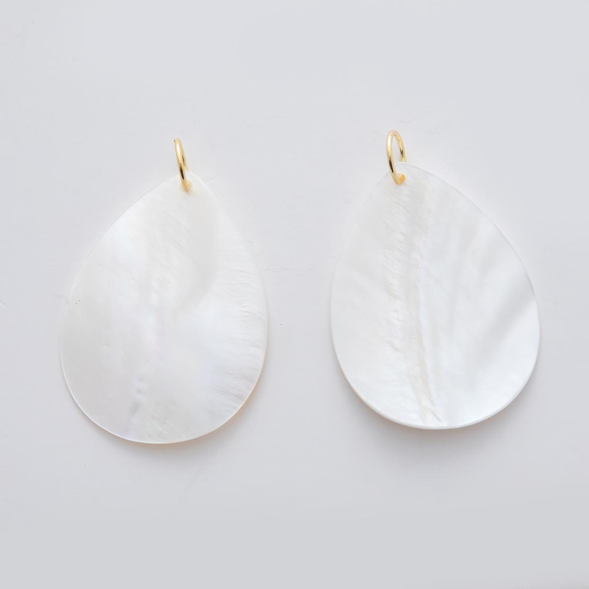 24K Gold Filled 57mm White Mother of Pearl Teardrop Charm | D582