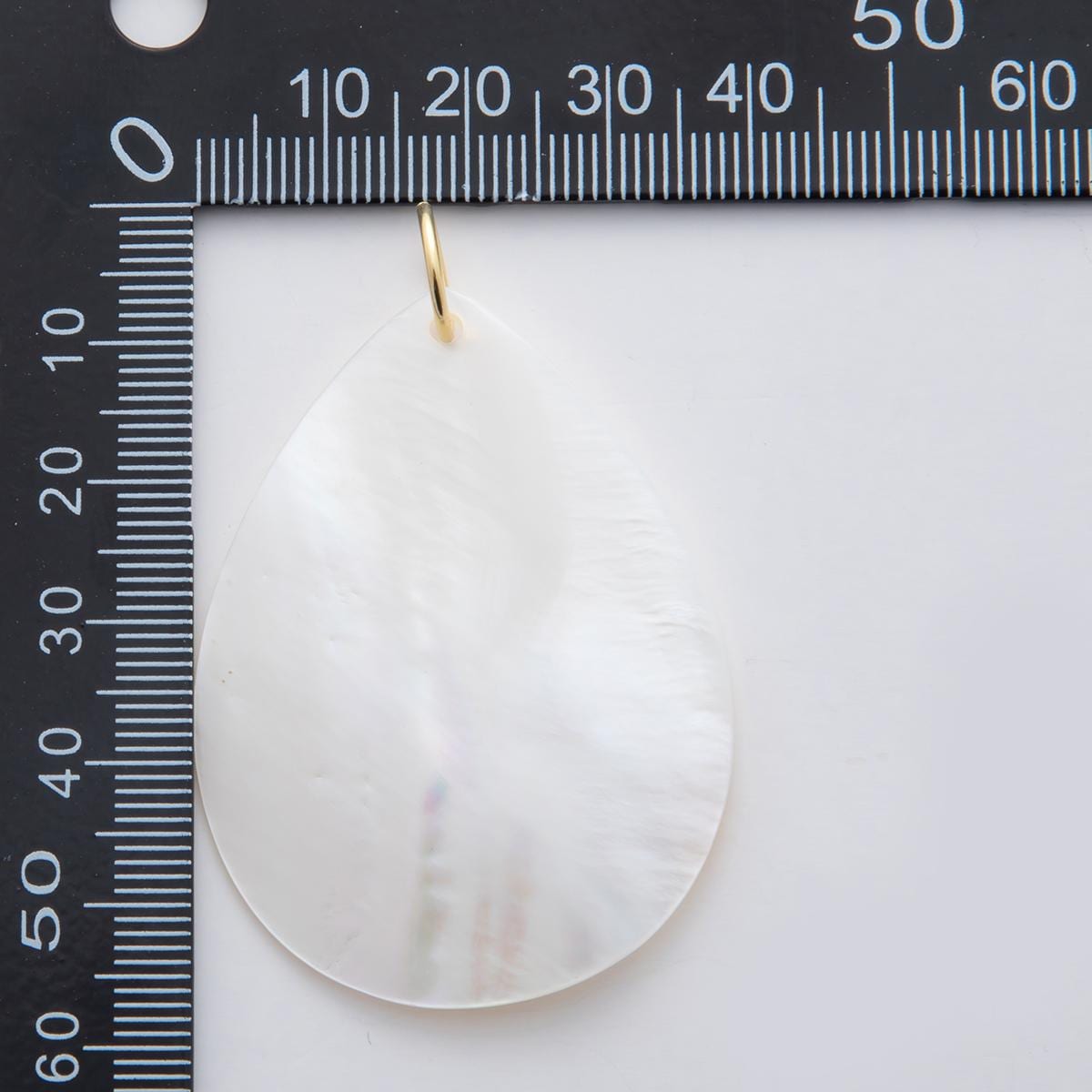 24K Gold Filled 57mm White Mother of Pearl Teardrop Charm | D582
