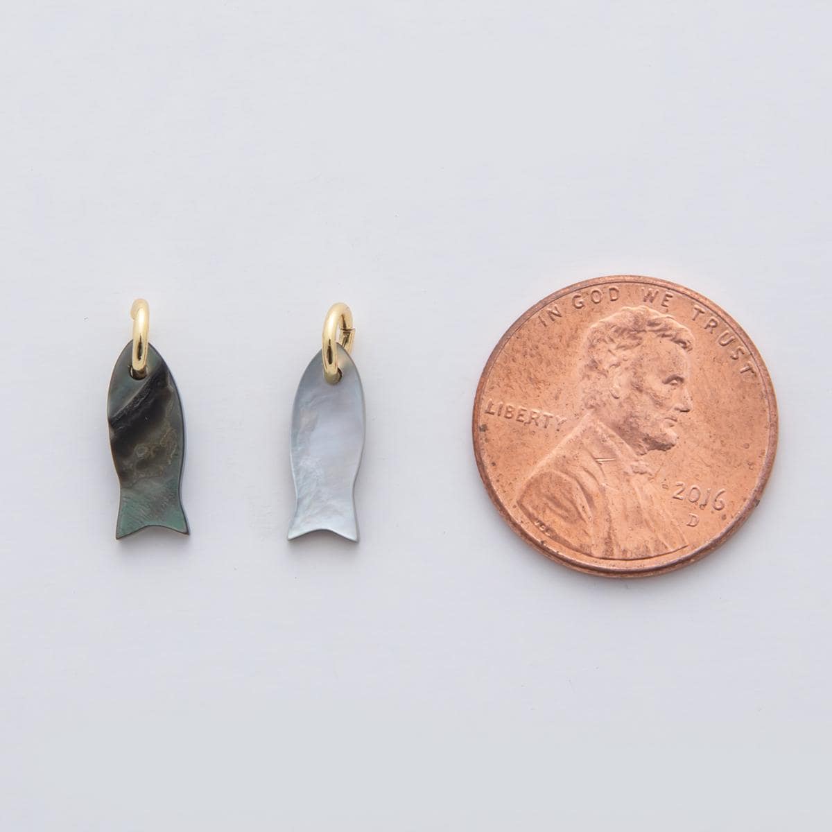 Mini 24K Gold Filled 15mm Abalone Gemstone Fish Charm for Bracelet Necklace Earring Supply Component | D264