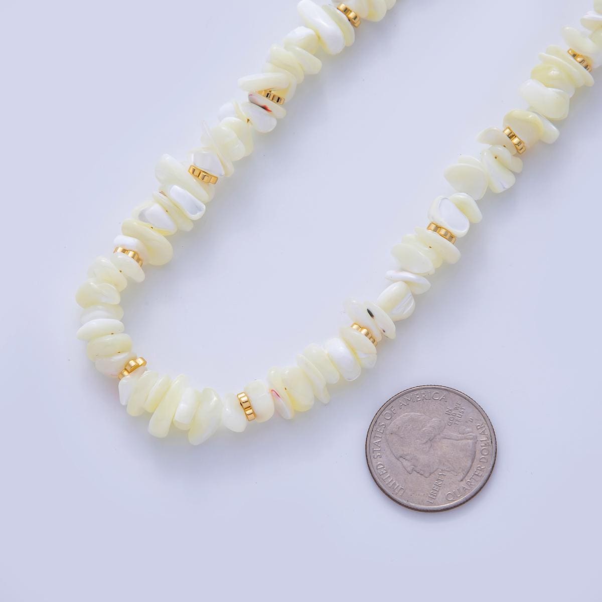 Handmade Shell Pearl Necklace Chip Bead Smooth Freeform Nugget Beaded Cluster Necklace WA-309