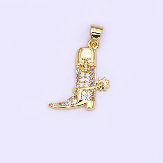 24k gold filled Cowboy Boot charm small Shoes necklace bracelet pendant diy jewelry findings AH-469