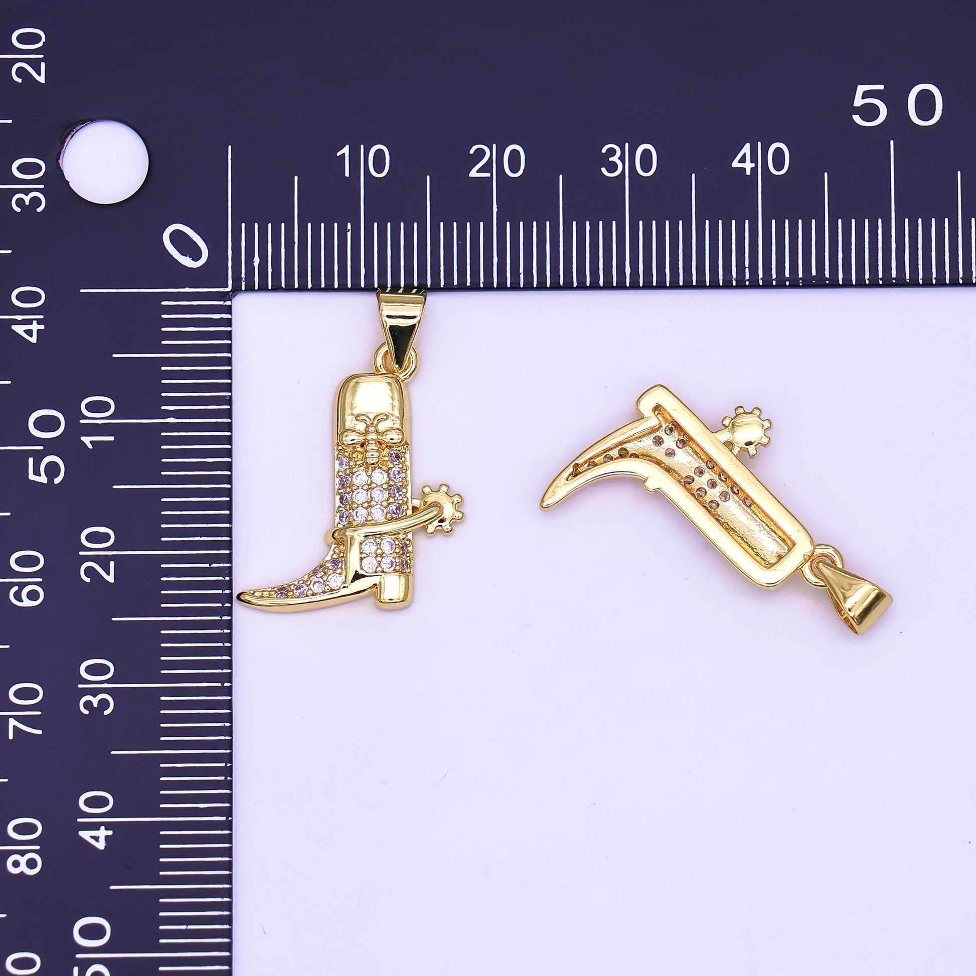24k gold filled Cowboy Boot charm small Shoes necklace bracelet pendant diy jewelry findings AH-469