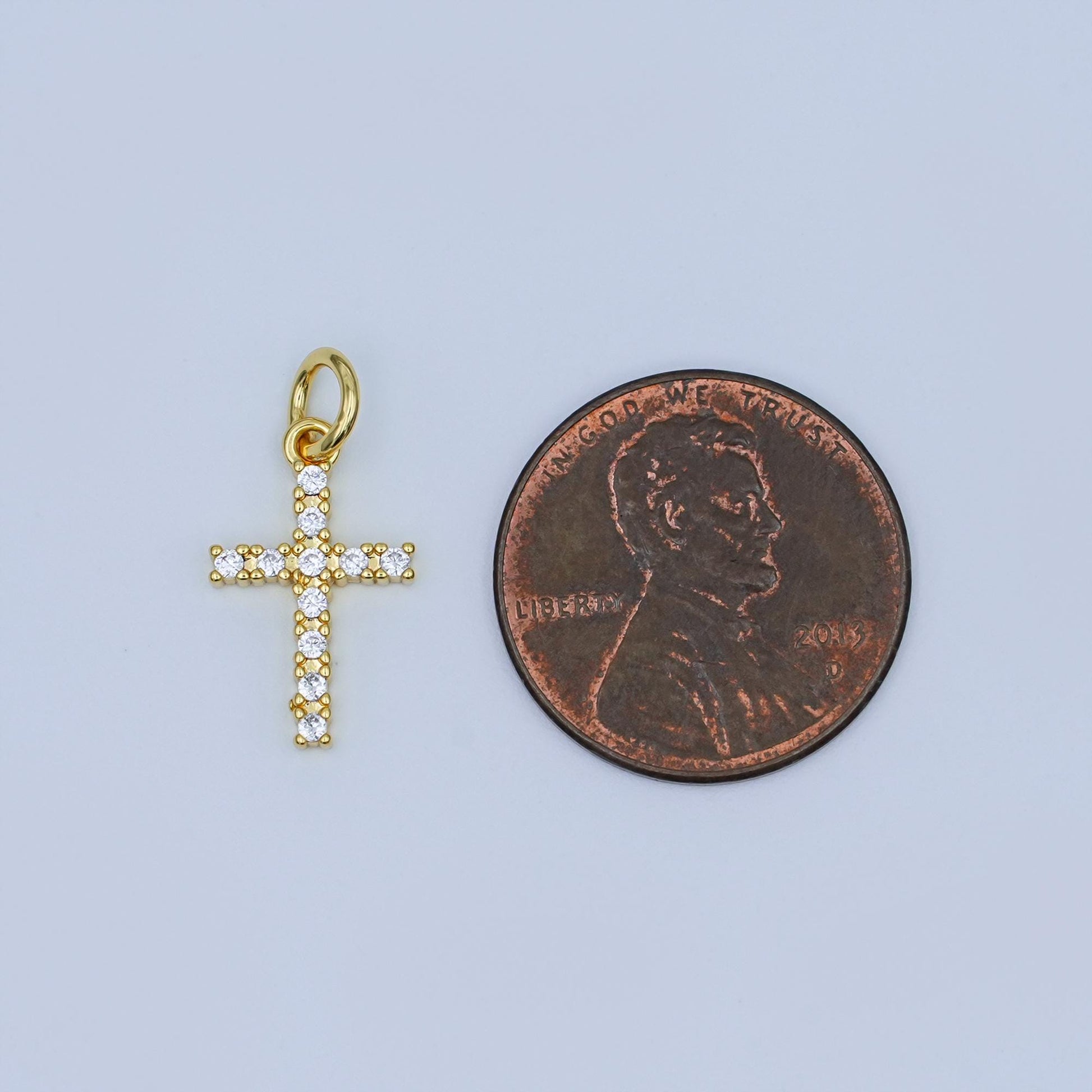 Micro Pave Cubic Cross 24K gold filled Pendant, CZ pendant, Bracelet Charm, Necklace Pendant Religious Jewelry Making Supply AF-544