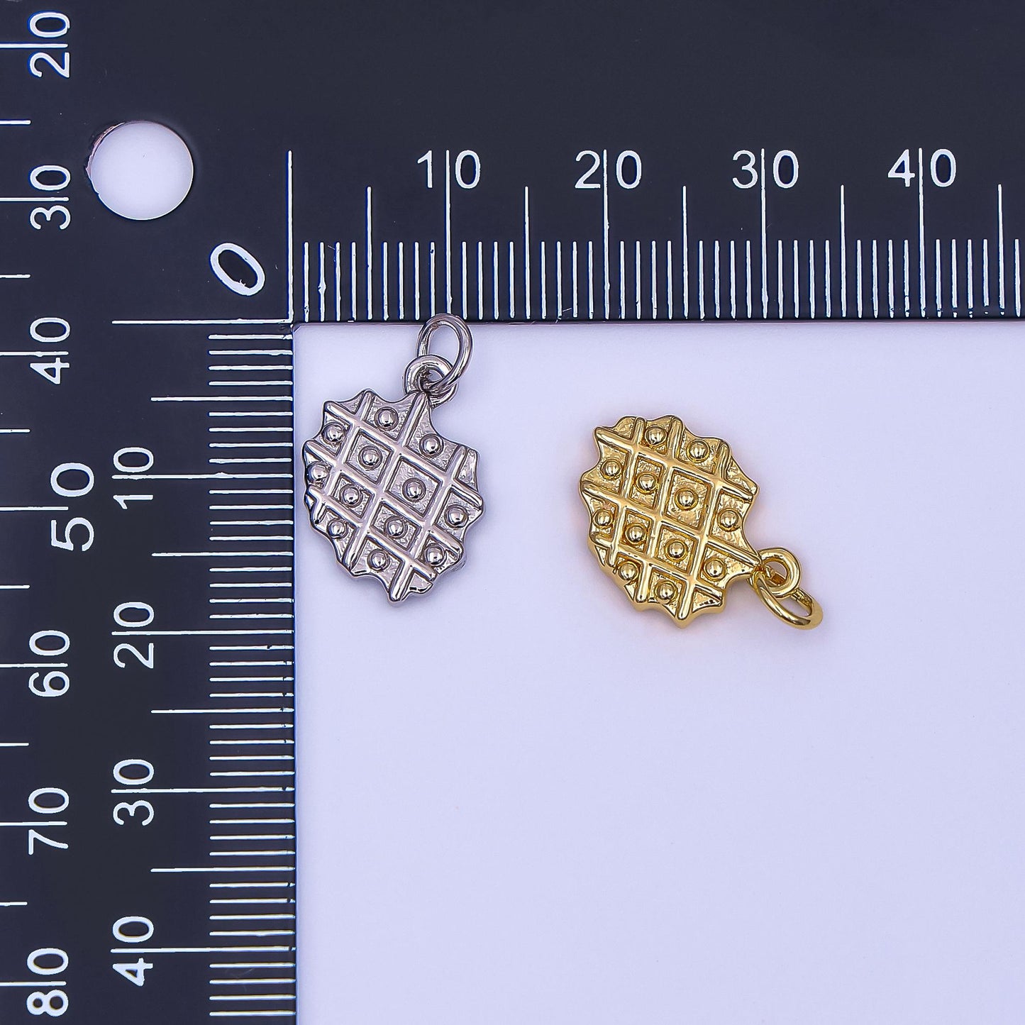 14k gold filled waffle Charm Food Breakfast Jewelry Inspired | AF-543