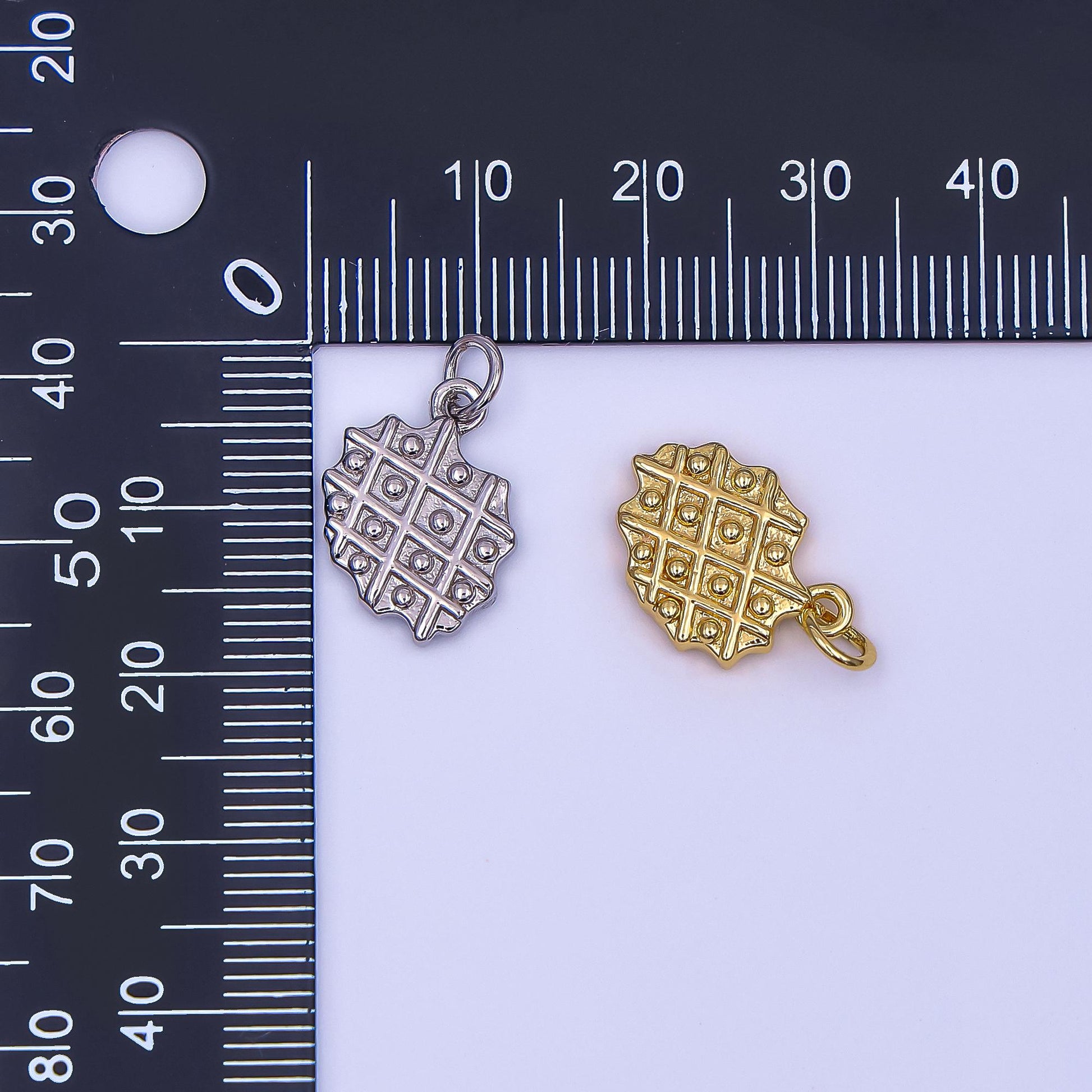 14k gold filled waffle Charm Food Breakfast Jewelry Inspired | AF-543