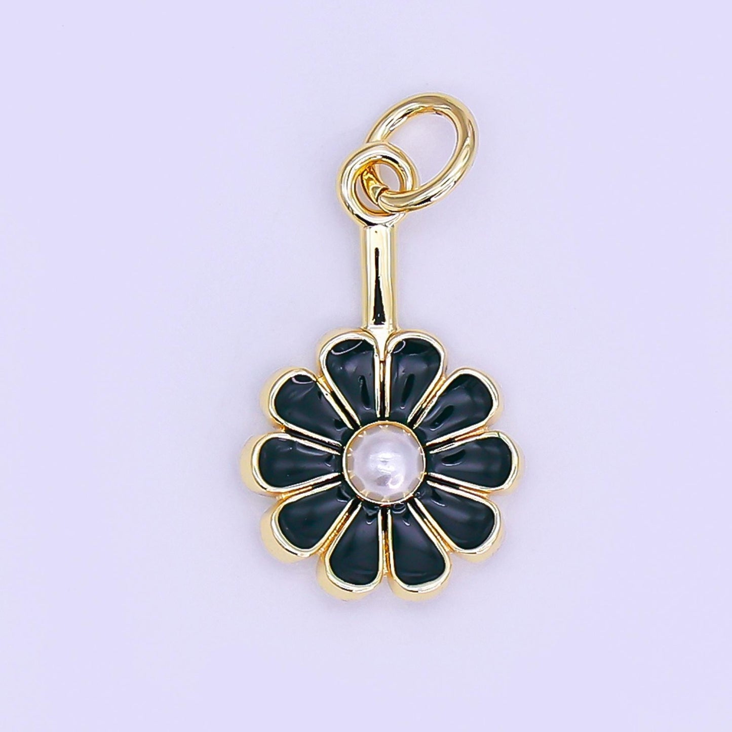 Dainty 24k Gold Filled Flower enamel charm bracelet earring necklace for woman, floral jewelry minimalist jewelry Inspired AF-530