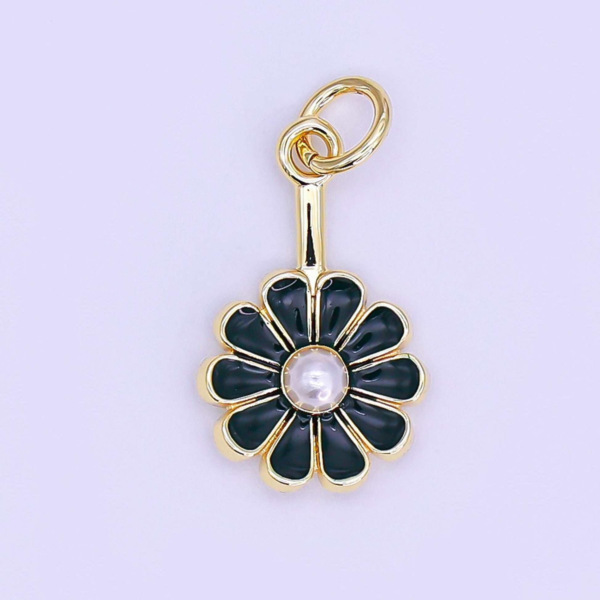 Dainty 24k Gold Filled Flower enamel charm bracelet earring necklace for woman, floral jewelry minimalist jewelry Inspired AF-530