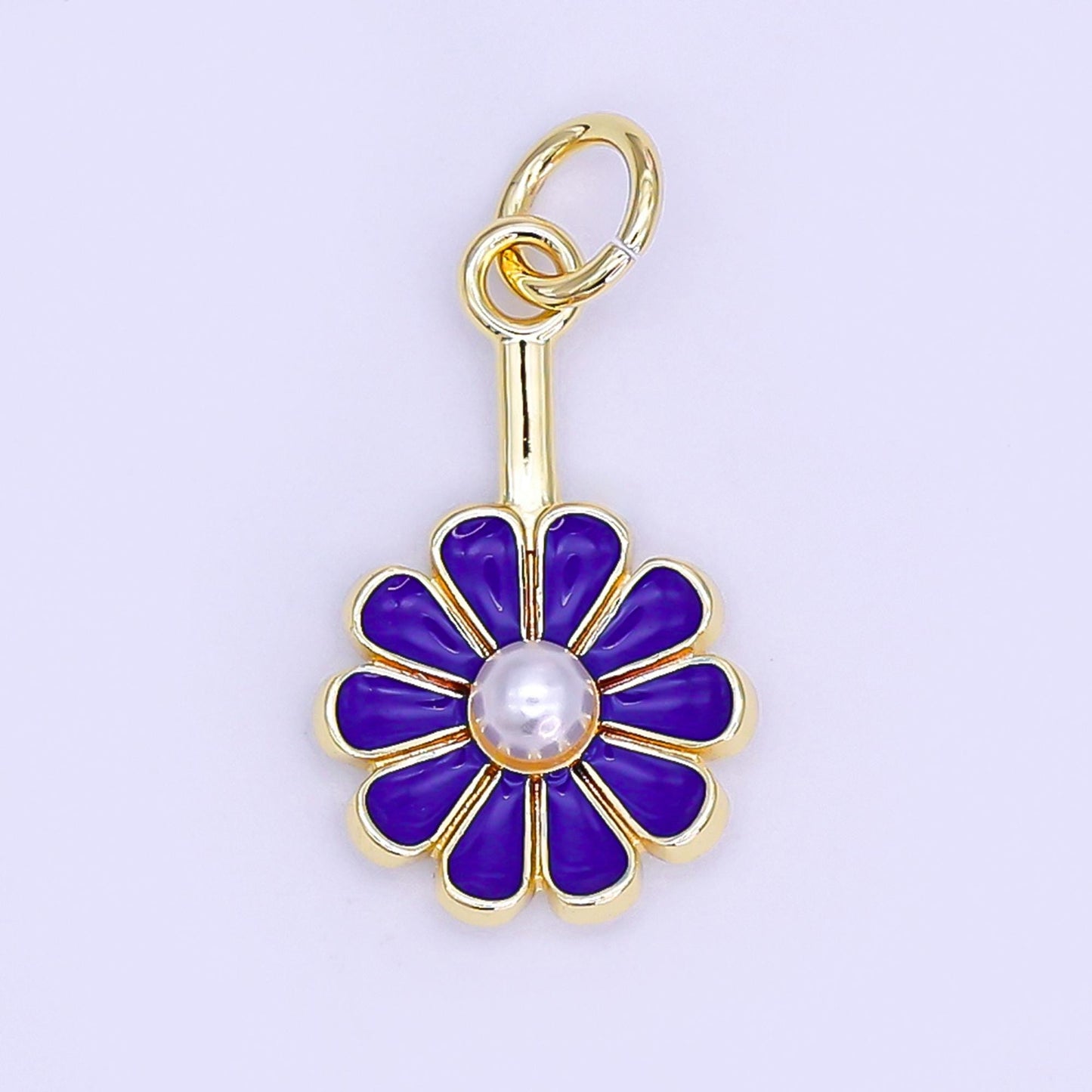 Dainty 24k Gold Filled Flower enamel charm bracelet earring necklace for woman, floral jewelry minimalist jewelry Inspired AF-530