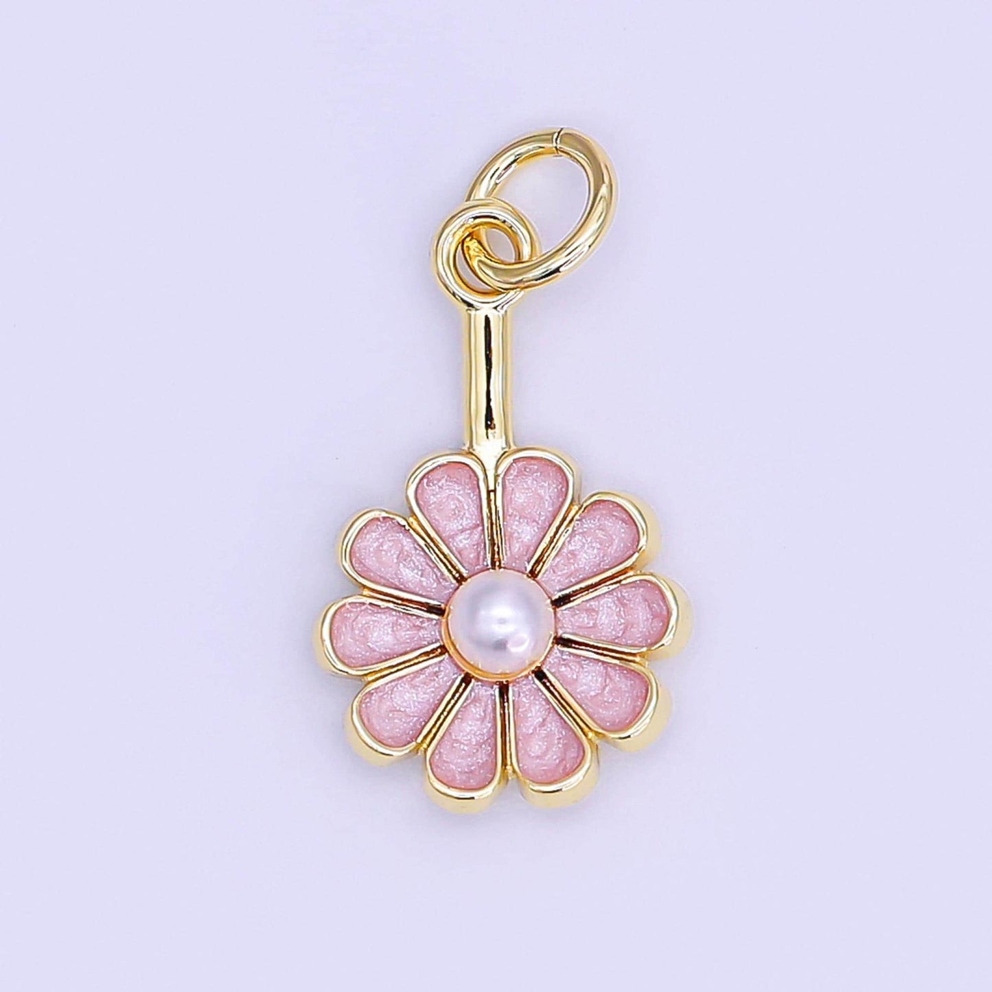 Dainty 24k Gold Filled Flower enamel charm bracelet earring necklace for woman, floral jewelry minimalist jewelry Inspired AF-530