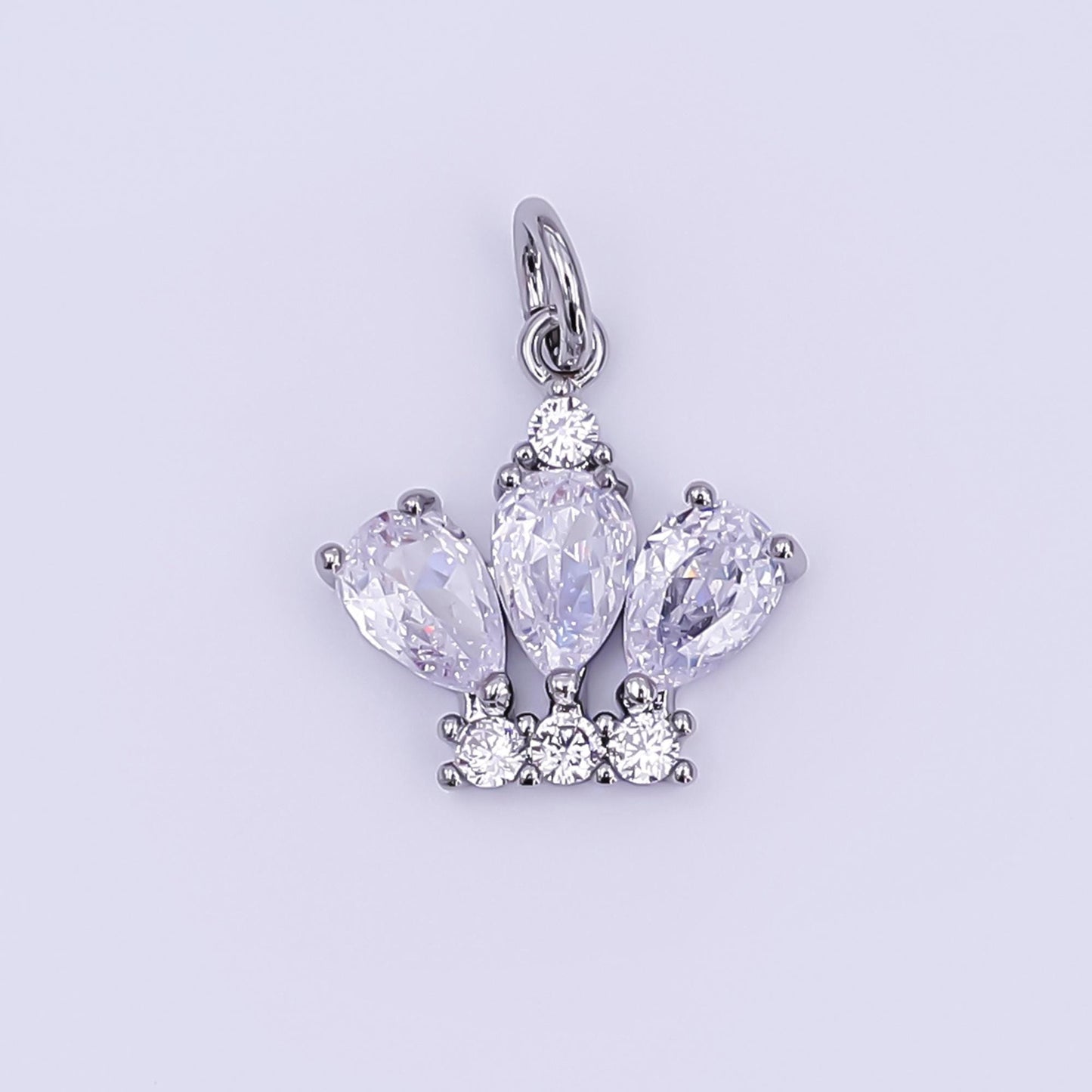 24K Gold Filled Clear CZ Micro Paved Crown Mini Charm in Gold & Silver Tiara Charm | AJ-327
