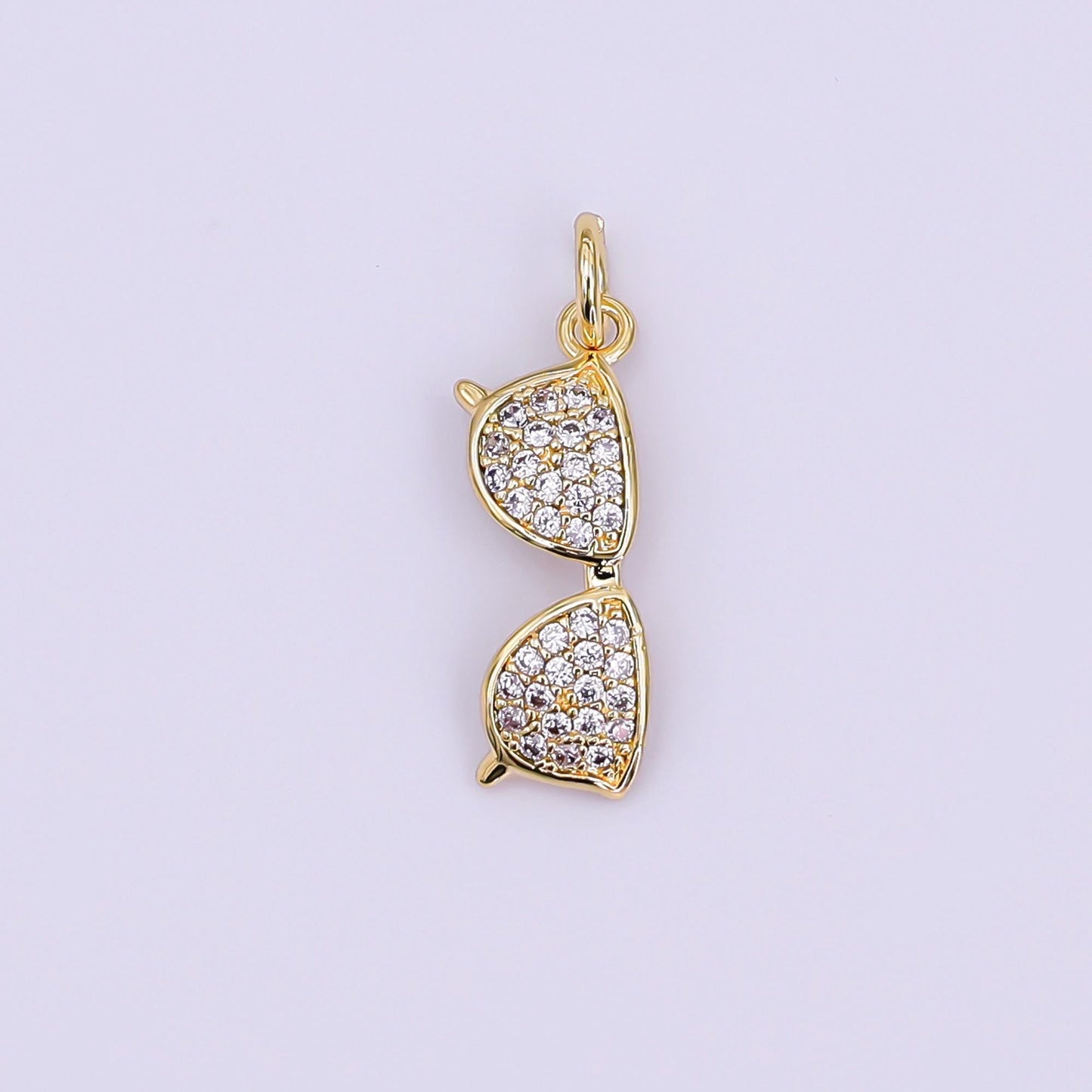 24k gold filled Aviator glasses charm with Cubic Zirconia Stone for bracelet necklace earring mix charm jewelry making supply | AJ-325