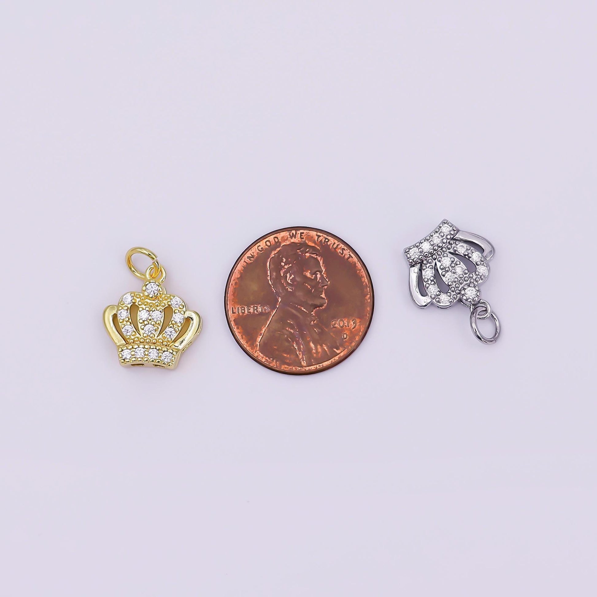 Mini 14k gold filled tiara charm, micro cz pave princess crown pendant, diy fashion jewelry making supply for necklace, bracelet AJ-326