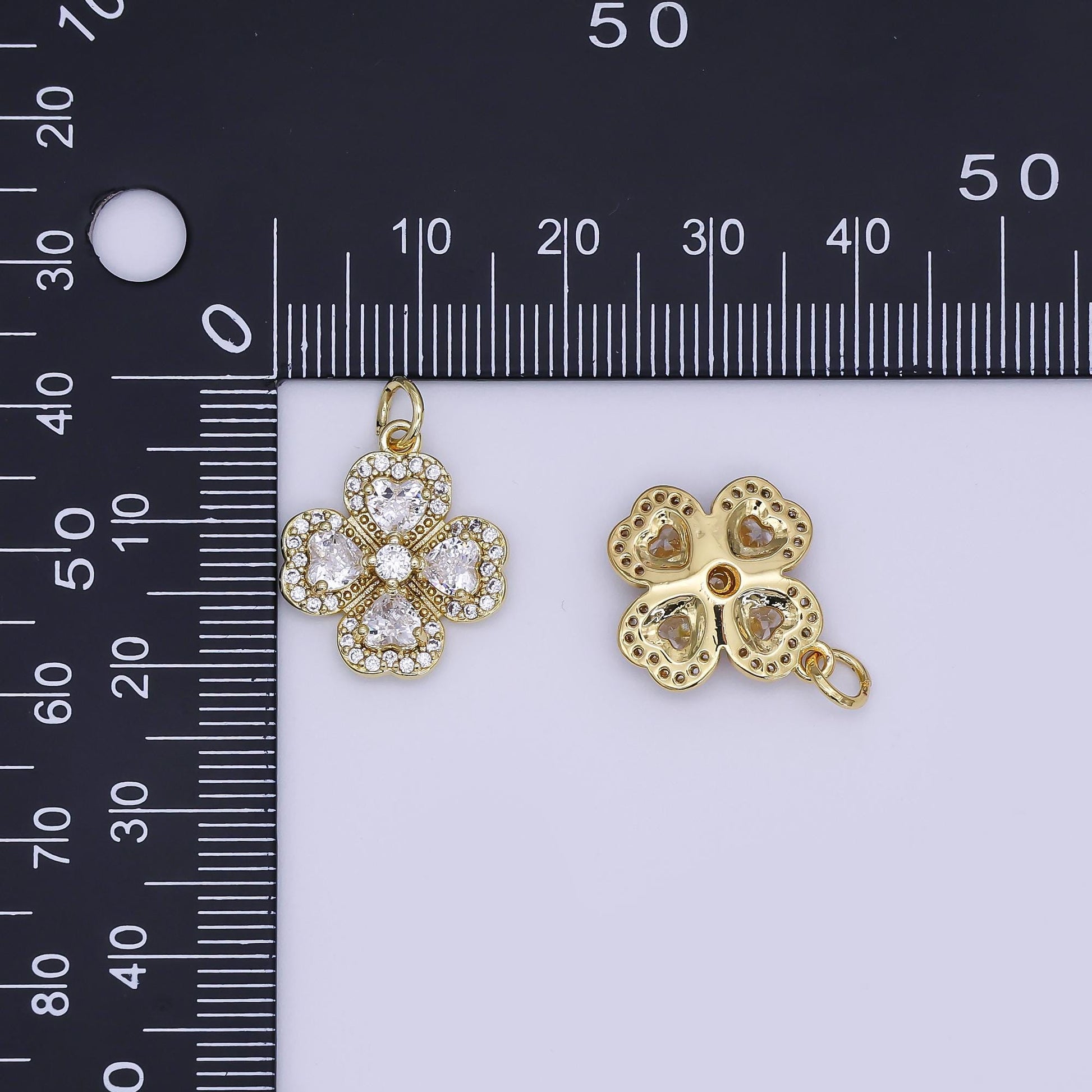 Mini Gold Flower Charms Dainty Gold Floral Pendant Cubic Flower Spring Garden Charm for Necklace Bracelet DIY Jewelry Making Supply aj-323
