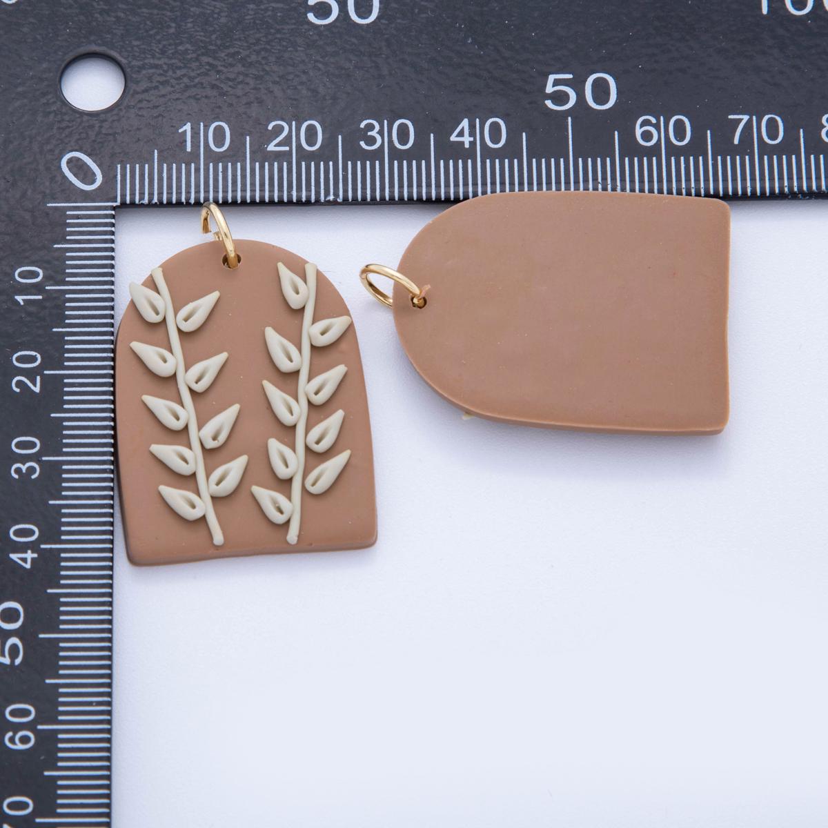 Floral Polymer Clay Olive Branch Charms Handmade Window Design Dangle Charms with 3D Flower Design Bohemian Earring Necklace Supply AF-707