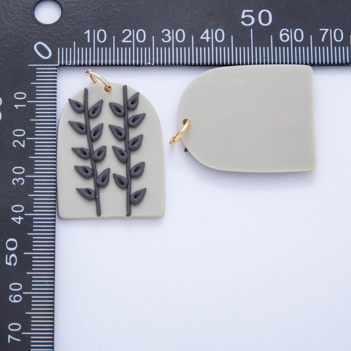 Floral Polymer Clay Olive Branch Charms Handmade Window Design Dangle Charms with 3D Flower Design Bohemian Earring Necklace Supply AF-707