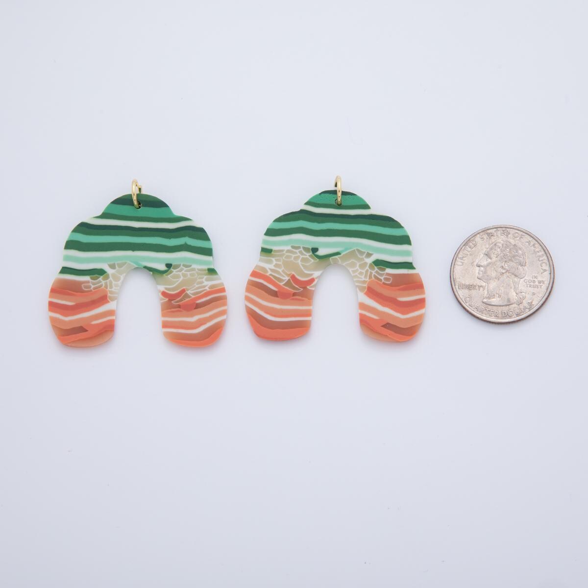 Handmade GREEN Polymer Clay U Pendant Garden Floral Charms Pastel Boho Earring Components Drop Dangle Earring Jewelry DIY Supply AF-373