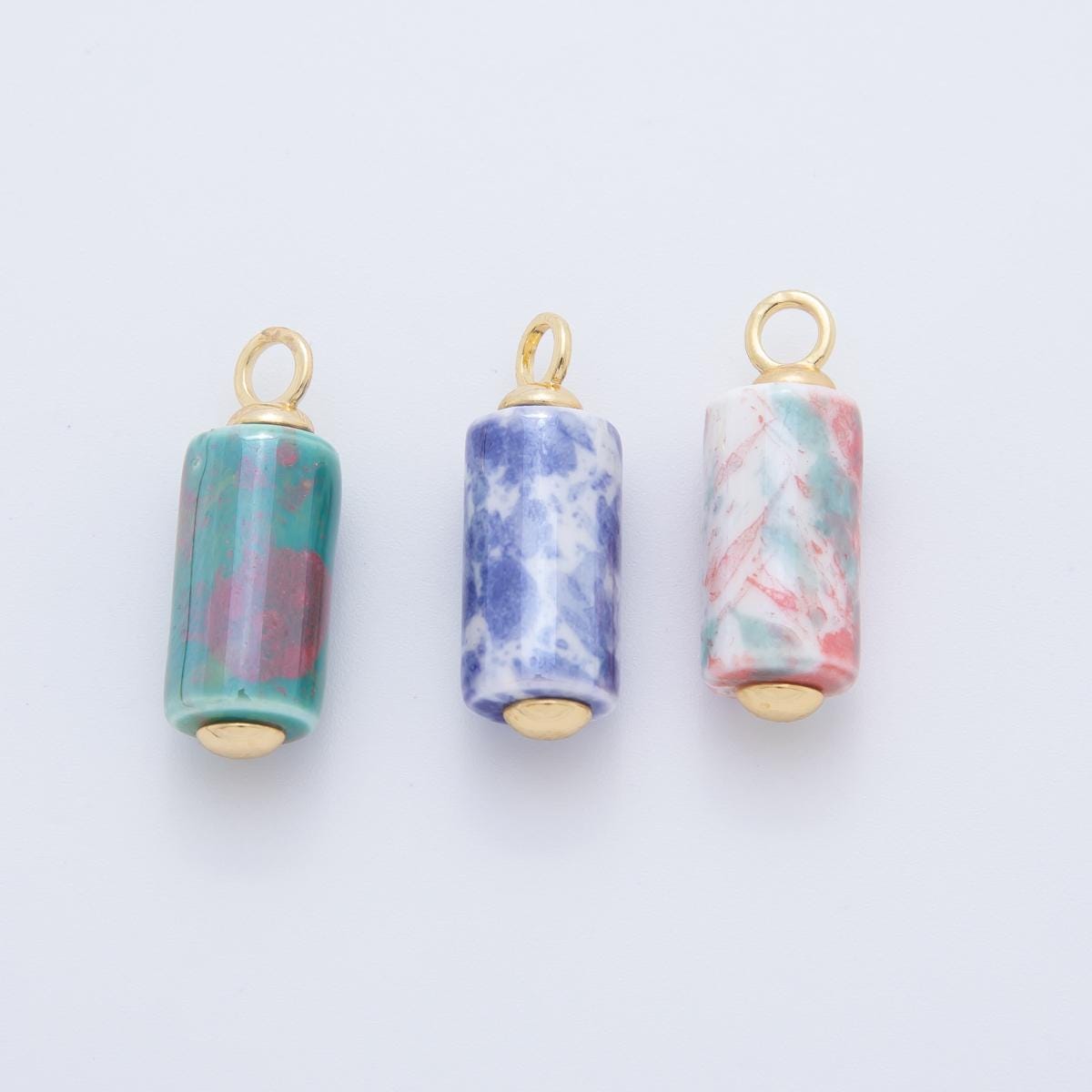 Dainty Ceramic tube cylinder beads Charm Colorful pendant for necklace Bracelet Earring Charm AF-698
