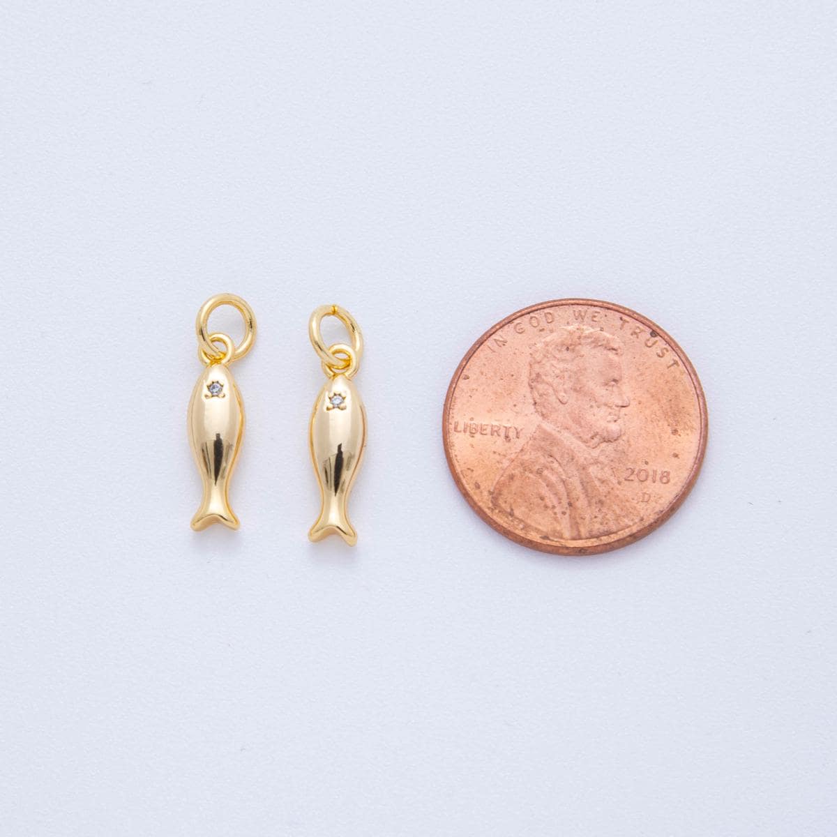 Mini Gold fish Charms 18K Gold Filled CZ Baby fish Pendant, fish Charm Bracelet Necklace for DIY Jewelry Making Supply N-222