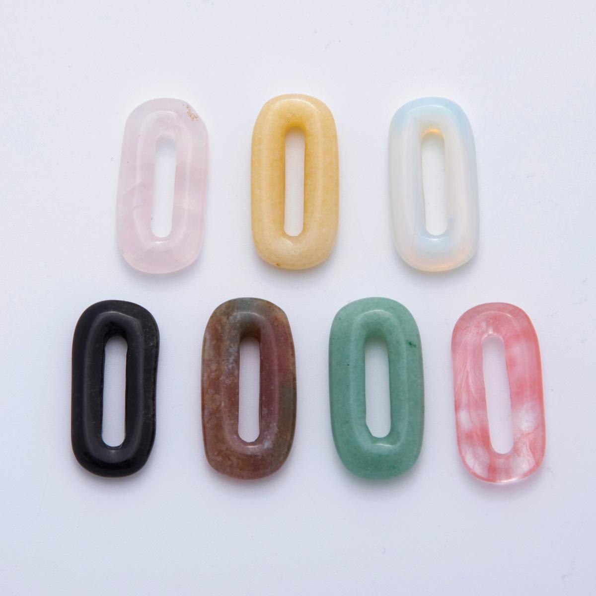 Gemstone natural oval open stone beads Colorful gemstone oblong oval findings 30mm x 15mm jewelry supply WA-3265