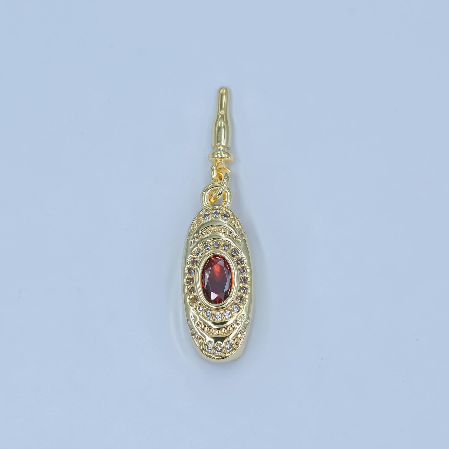 Micro Pave Bean Clasp, Push in Clasp, Push in Clasp Connector with Rings CZ Design Bean Shape Clasp, Simple Gold Clasp Connector Z1100