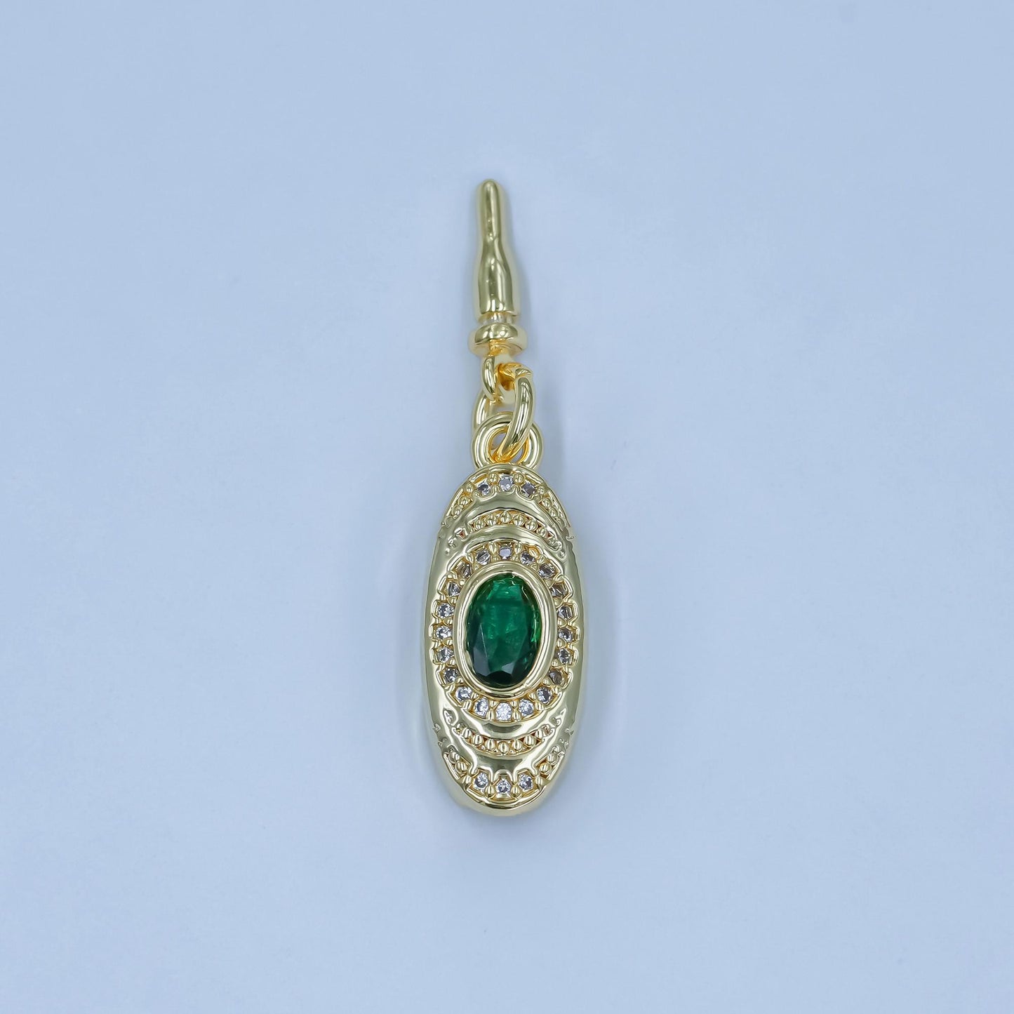 Micro Pave Bean Clasp, Push in Clasp, Push in Clasp Connector with Rings CZ Design Bean Shape Clasp, Simple Gold Clasp Connector Z1100