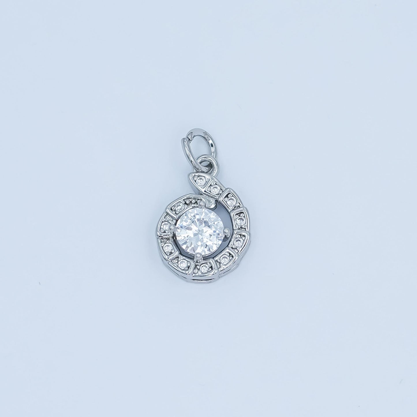 24K Gold Filled Clear CZ Snake Charm Geometric Charm In Gold & Silver | C935
