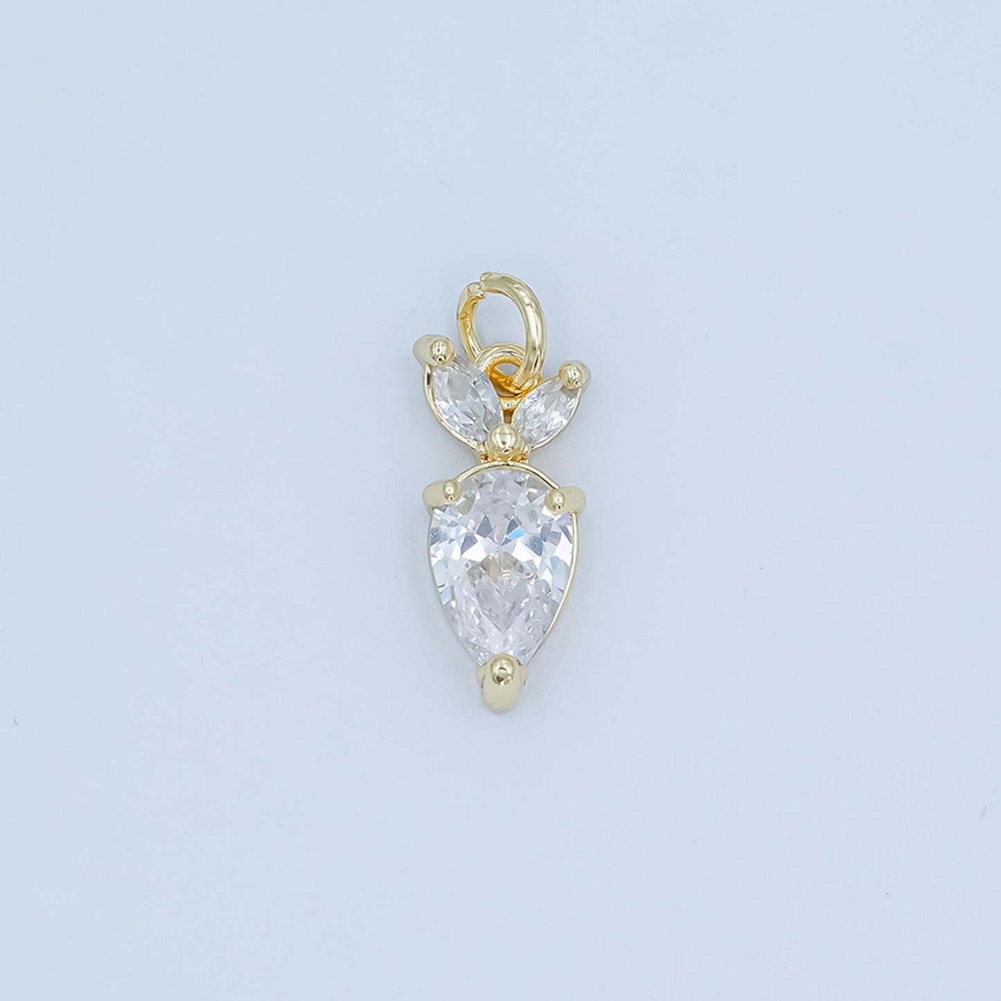 24K Gold Filled Clear CZ Carrot Charm in Gold & Silver Easter Jewelry Inspired | C864