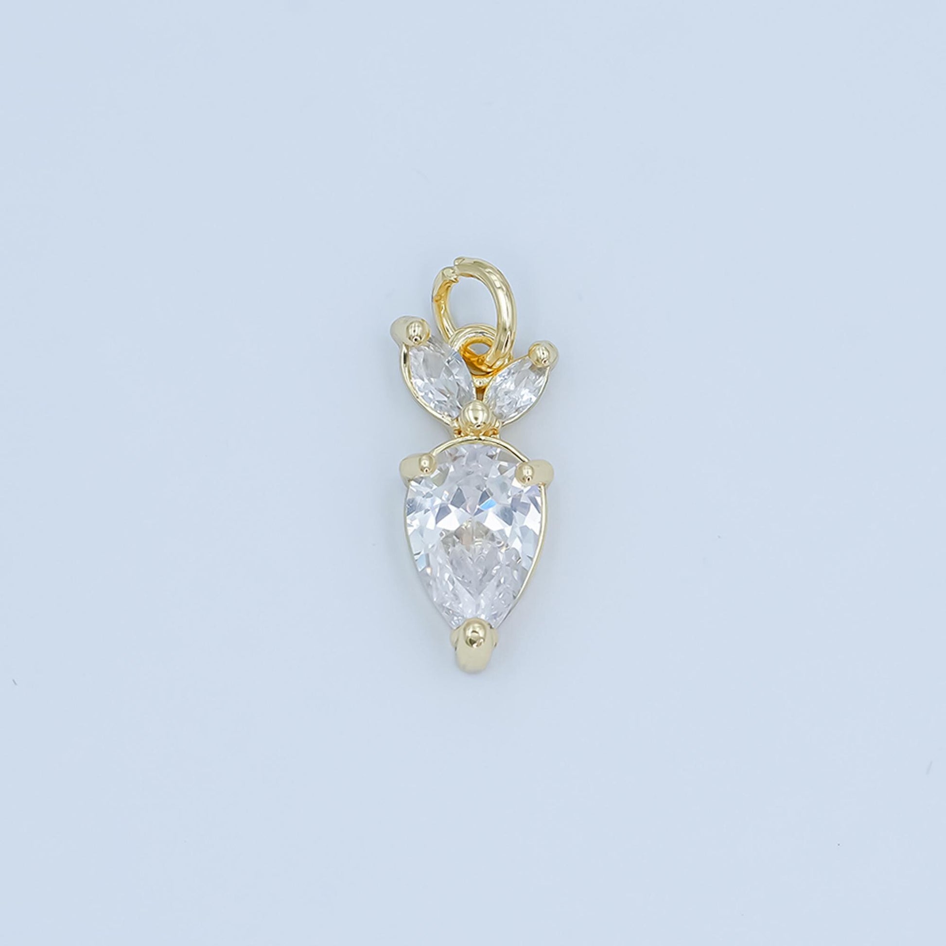 24K Gold Filled Clear CZ Carrot Charm in Gold & Silver Easter Jewelry Inspired | C864