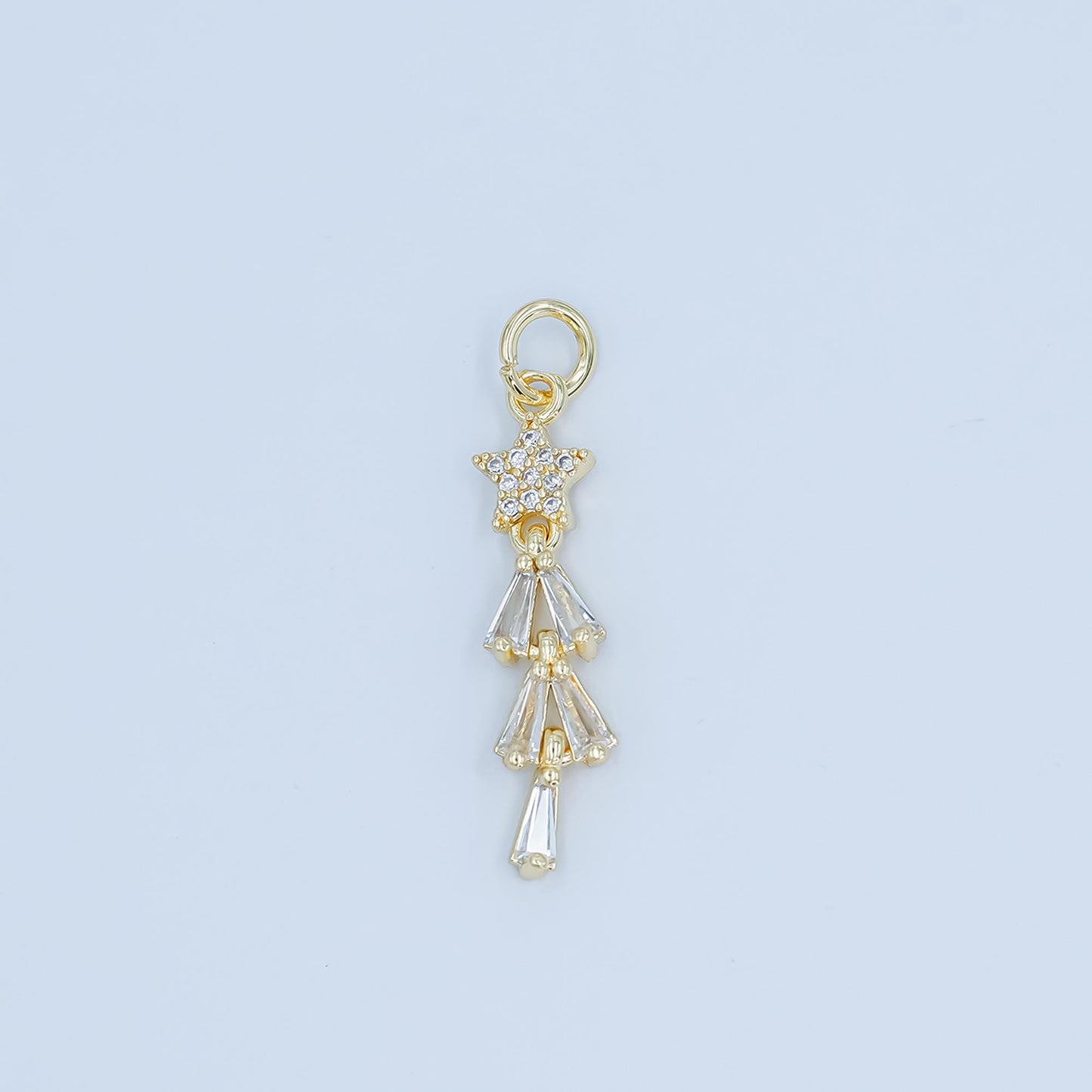 Mini Starburst Dangle Pendant Charm in Silver or Gold - Sparkling Star Drop Necklace Charm - Celestial Jewelry Making Supply C-878